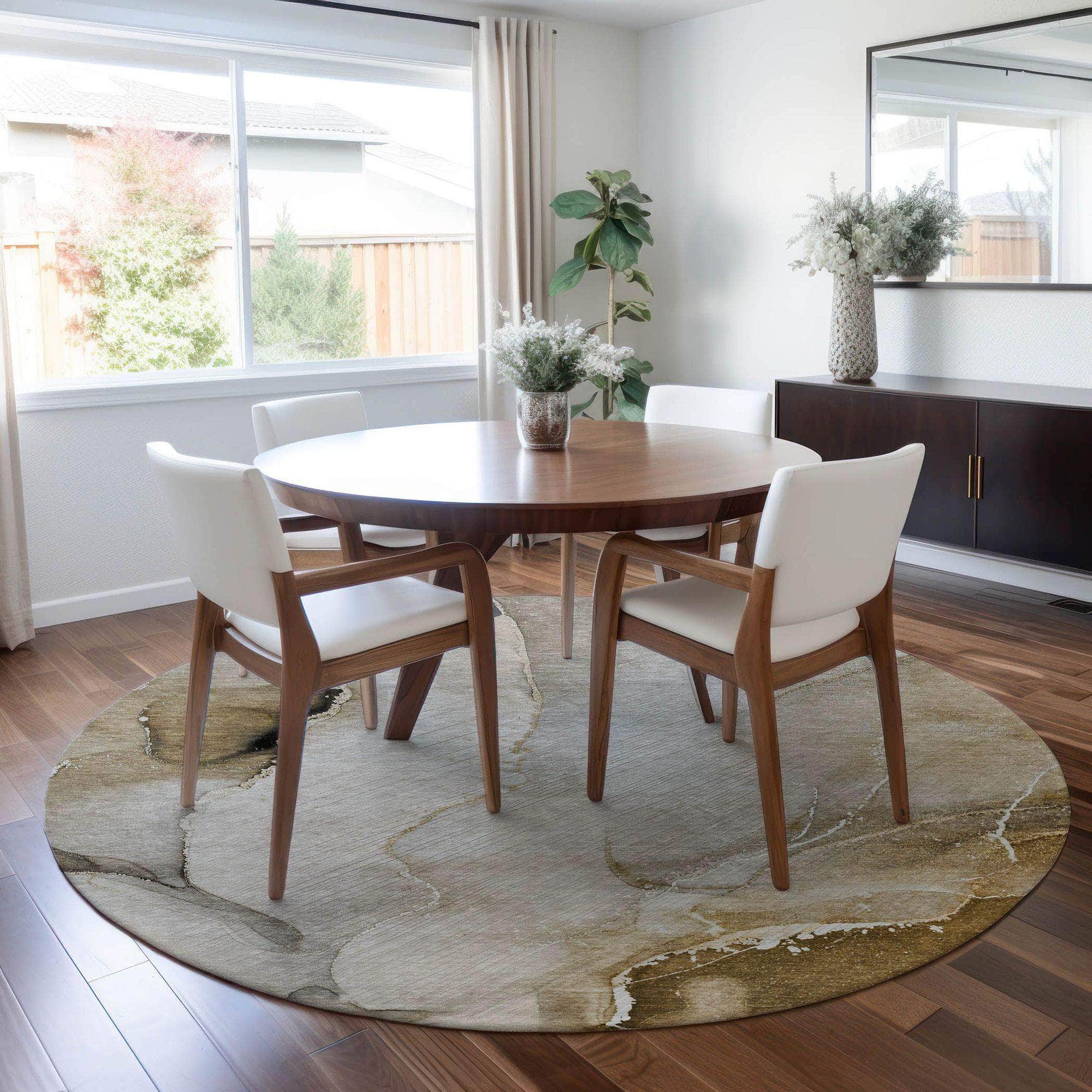 Machine Made ACN521 Beige Brown Rugs