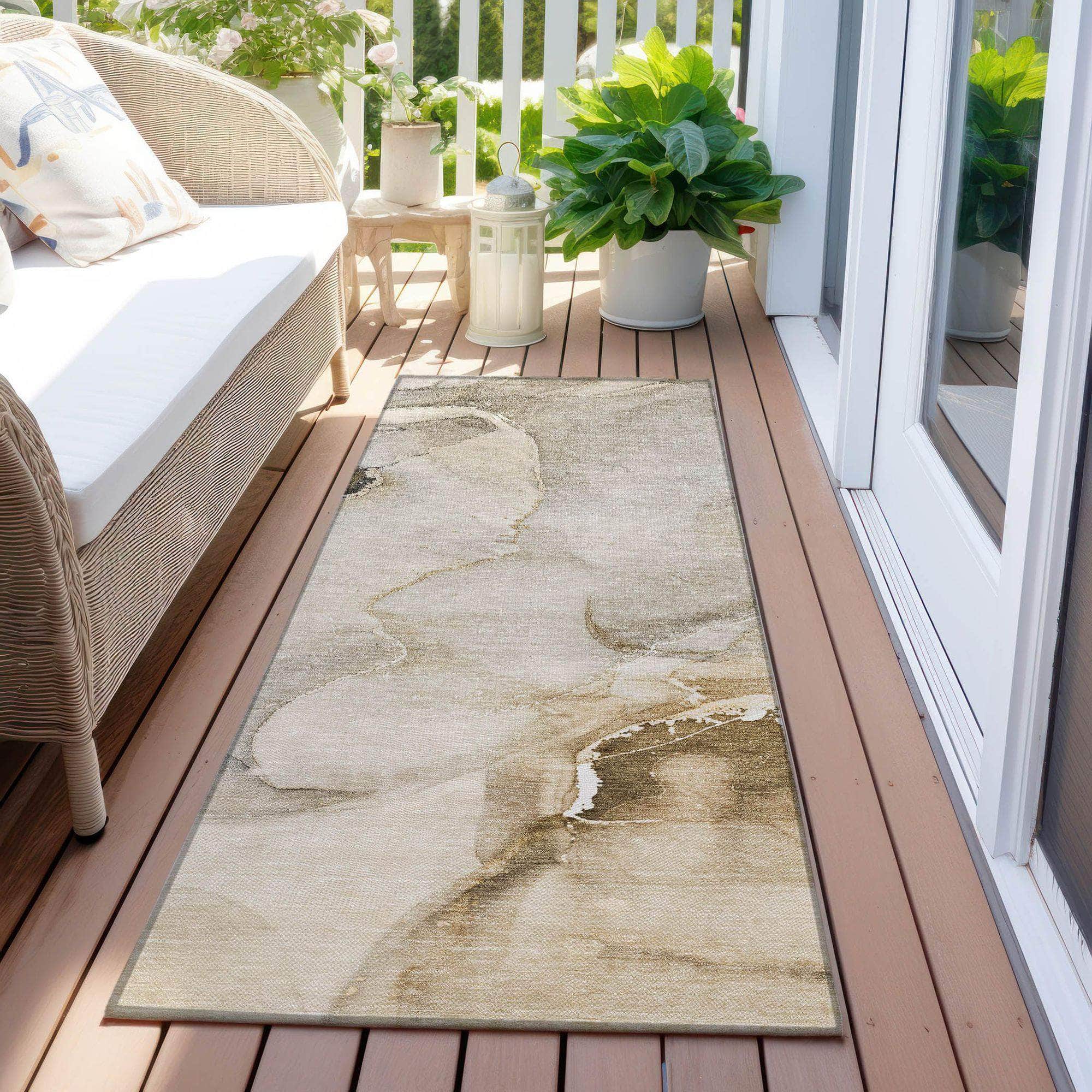 Machine Made ACN521 Beige Brown Rugs