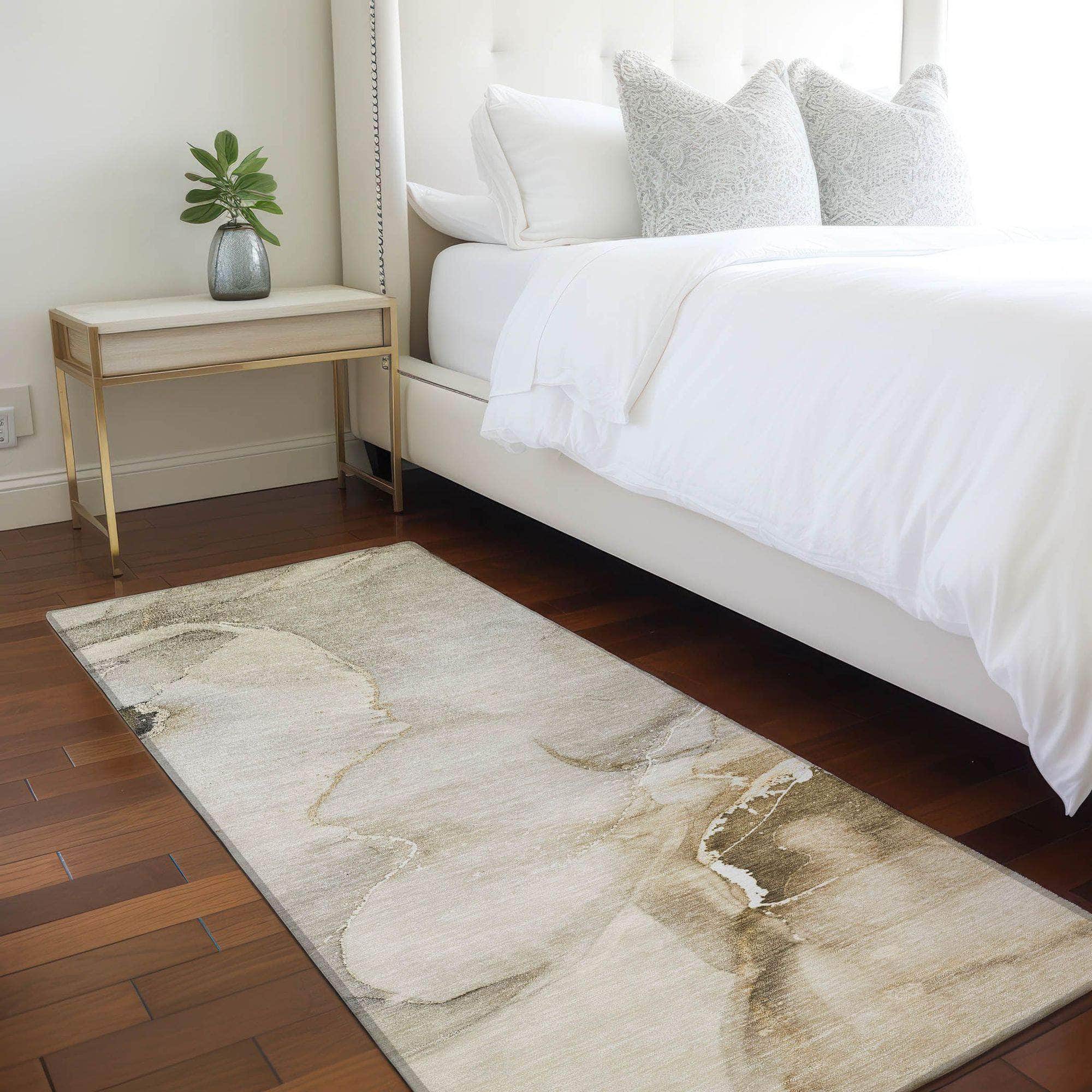 Machine Made ACN521 Beige Brown Rugs