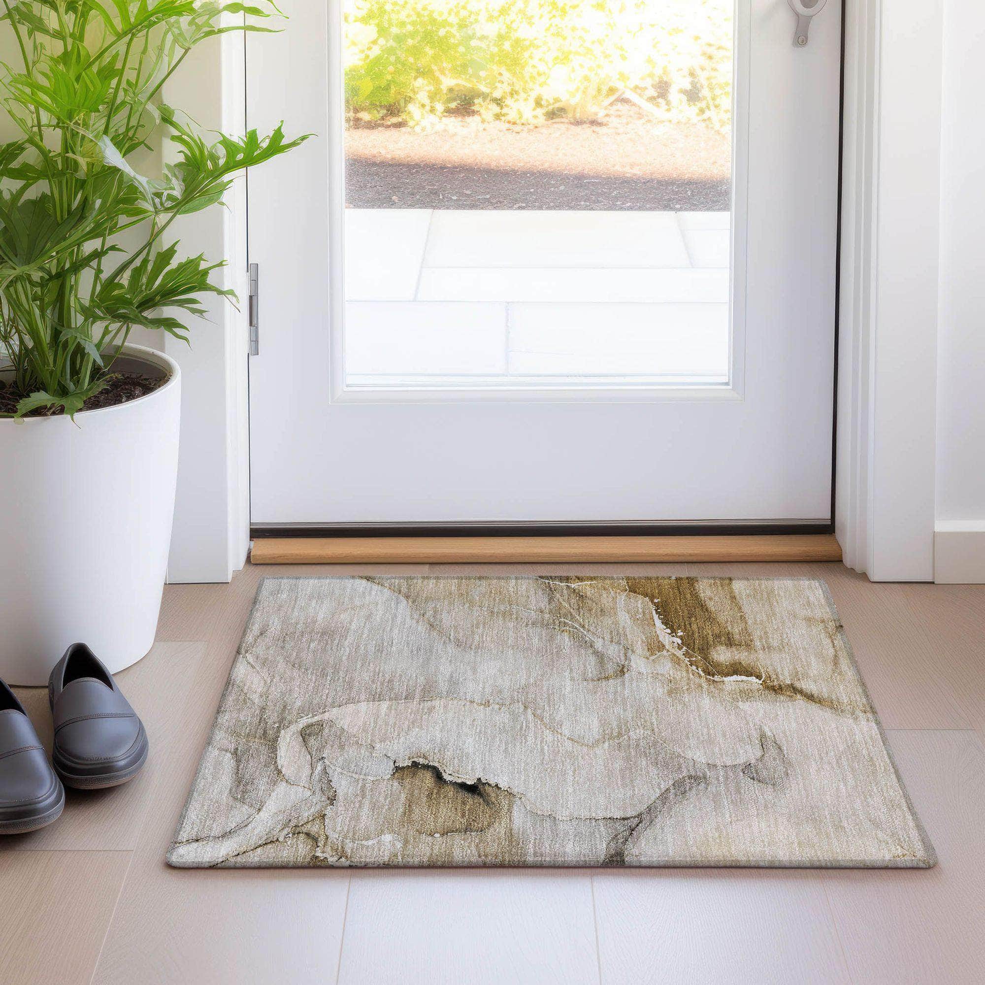 Machine Made ACN521 Beige Brown Rugs