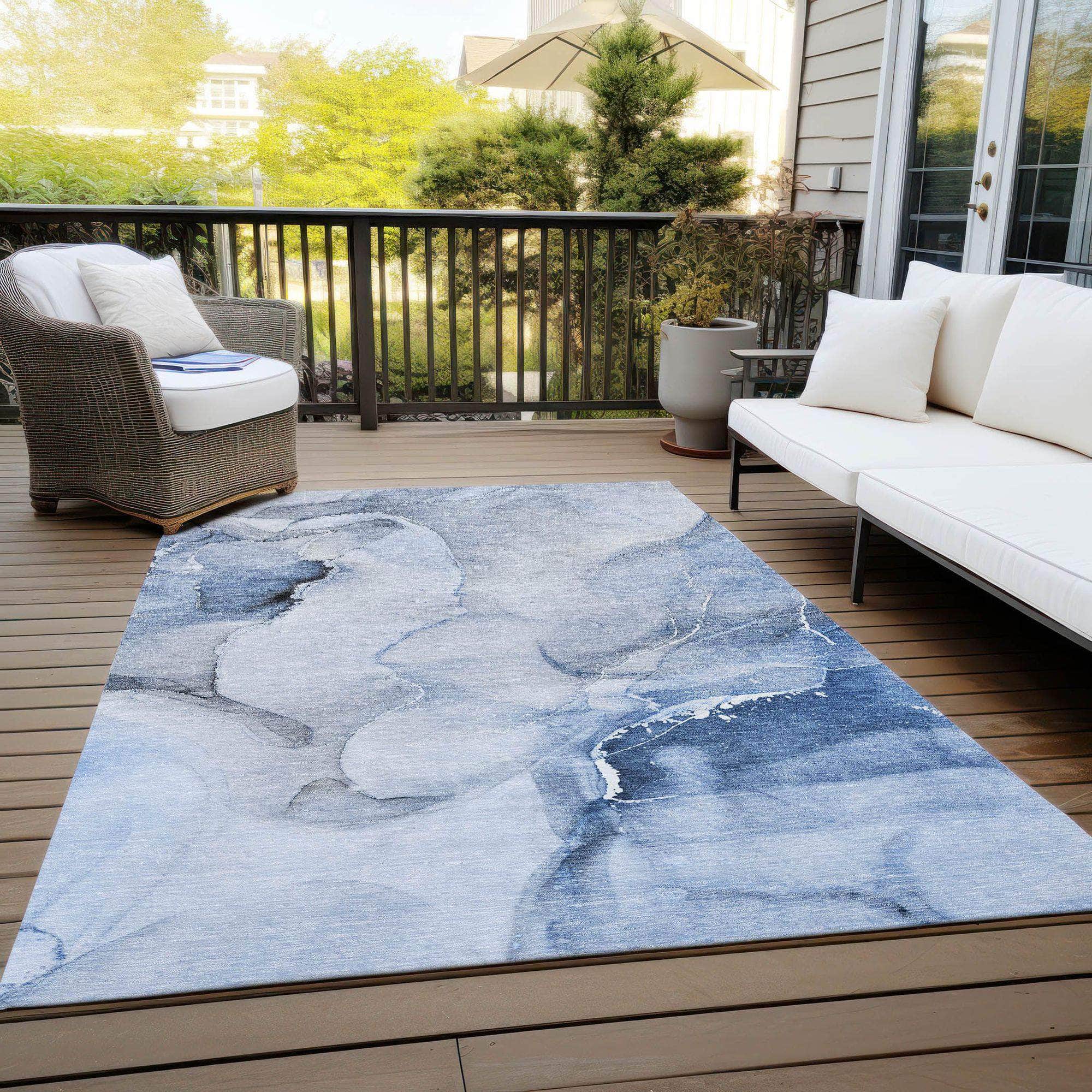Machine Made ACN521 Blue Rugs