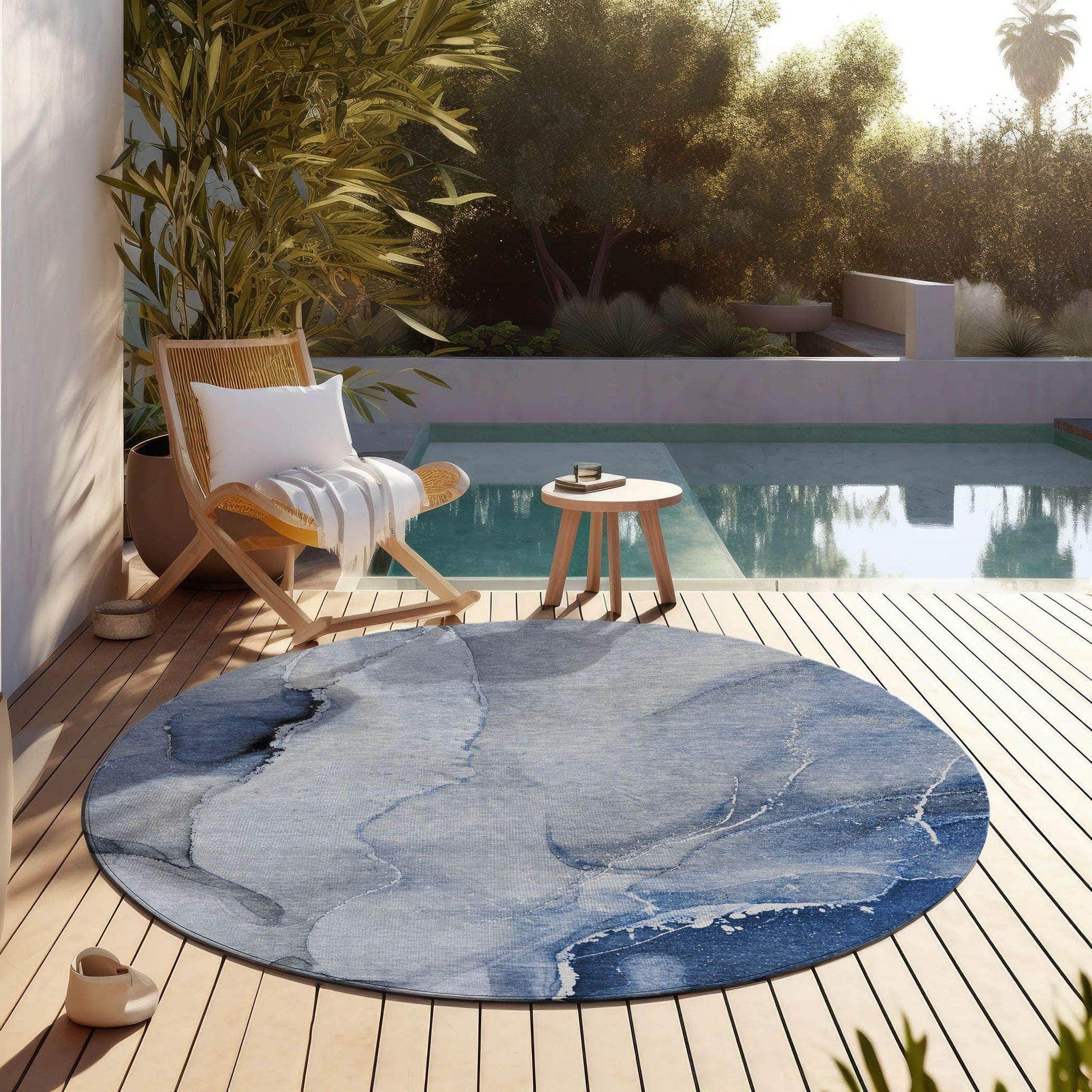 Machine Made ACN521 Blue Rugs