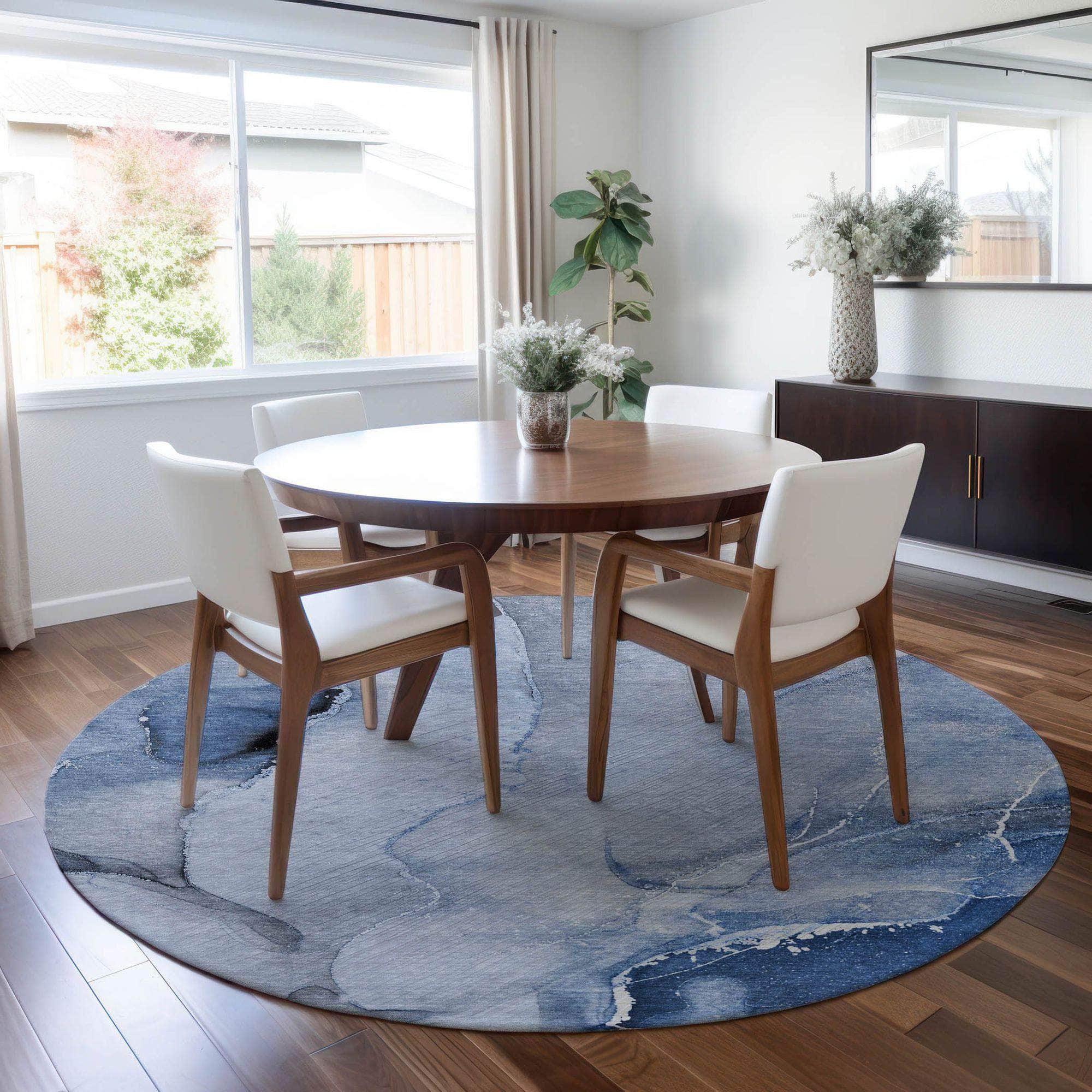 Machine Made ACN521 Blue Rugs