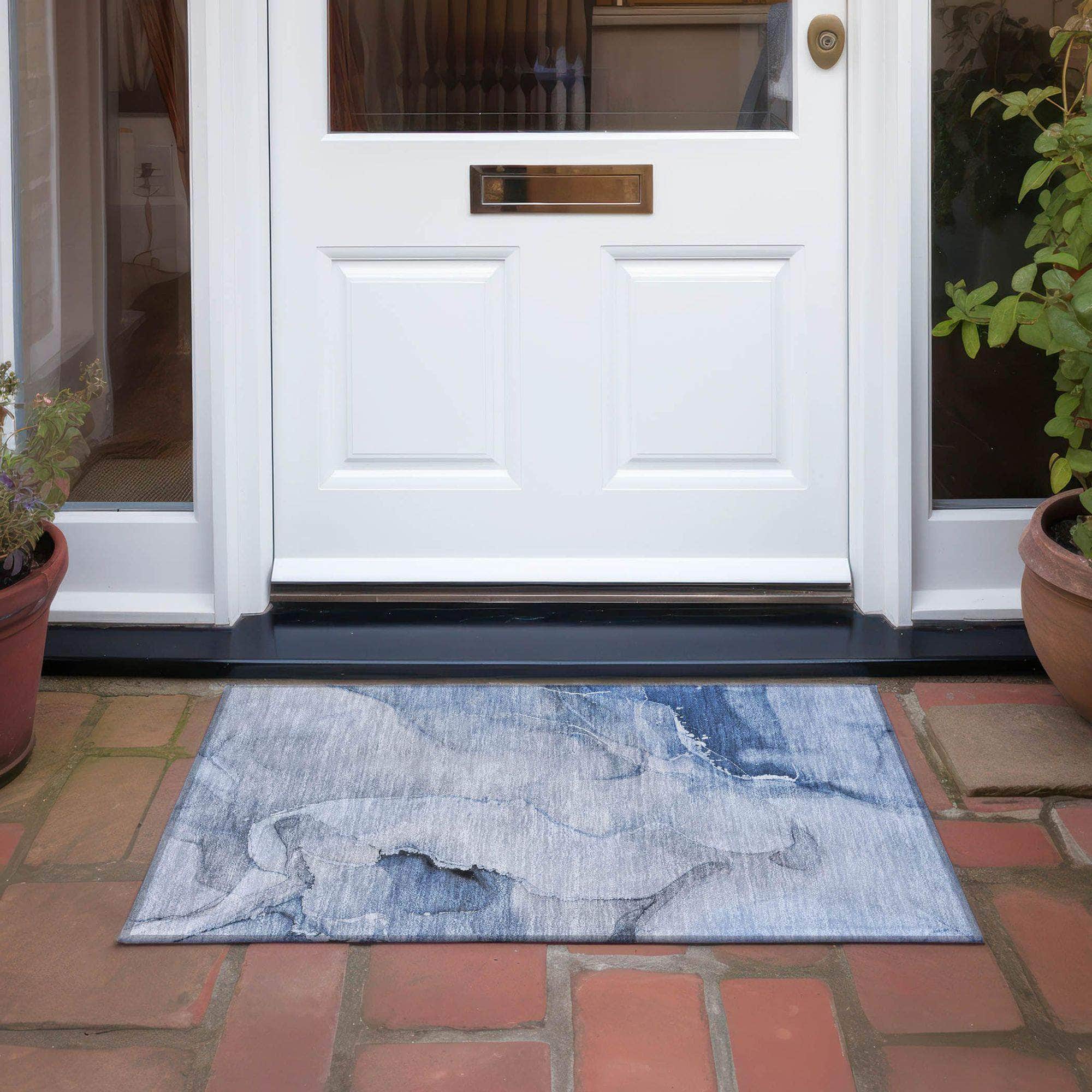 Machine Made ACN521 Blue Rugs
