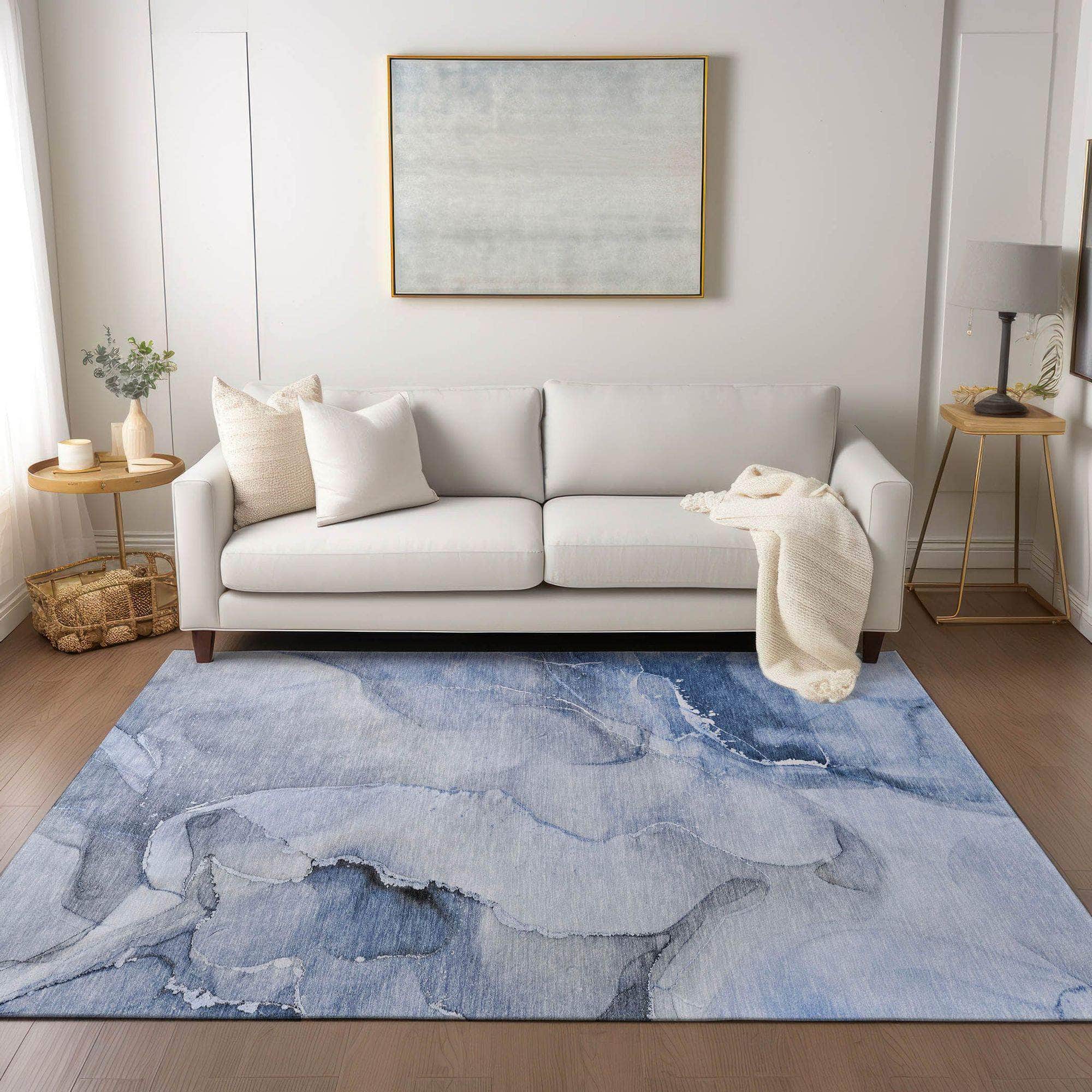 Machine Made ACN521 Blue Rugs