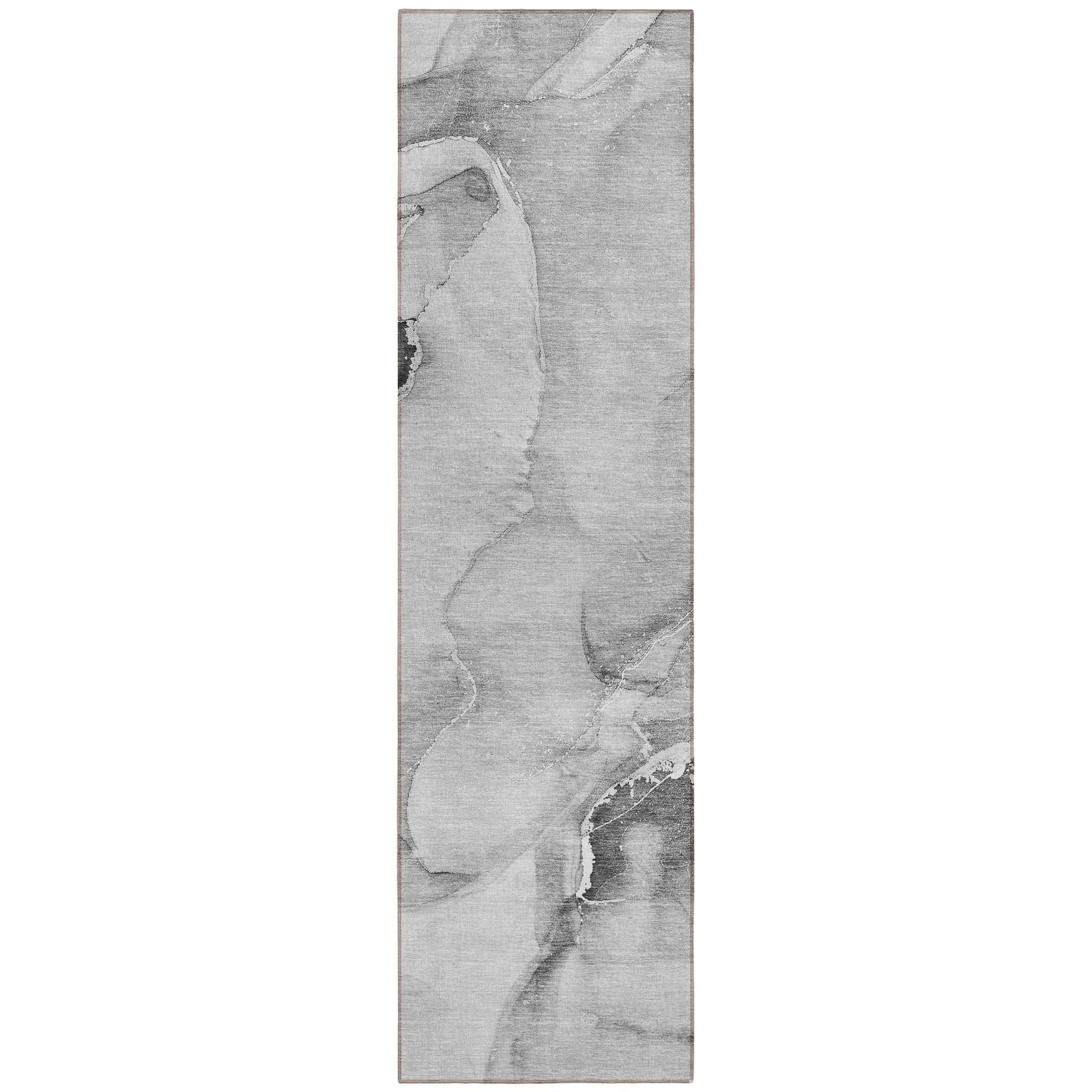 Machine Washable Gray Rug - Indoor / Outdoor - Kids / Pet Friendly Watercolors Print Rug