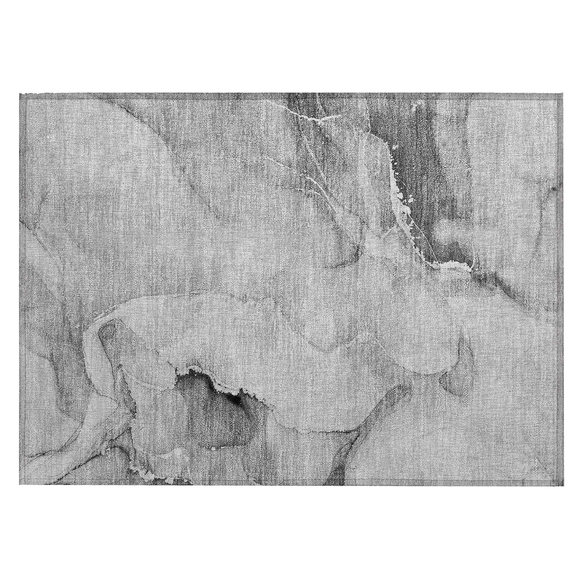 Machine Washable Gray Rug - Indoor / Outdoor - Kids / Pet Friendly Watercolors Print Rug