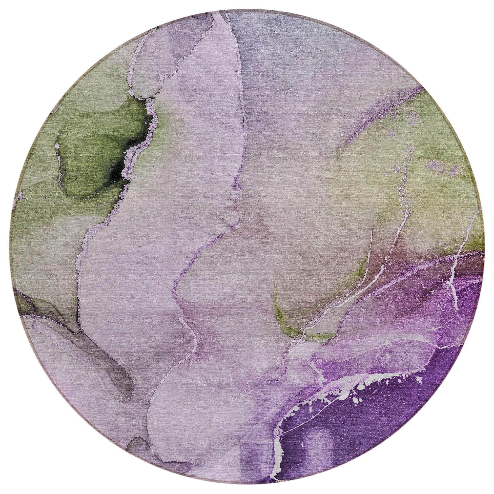 Machine Washable Purple Rug - Indoor / Outdoor - Kids / Pet Friendly Watercolors Print Rug