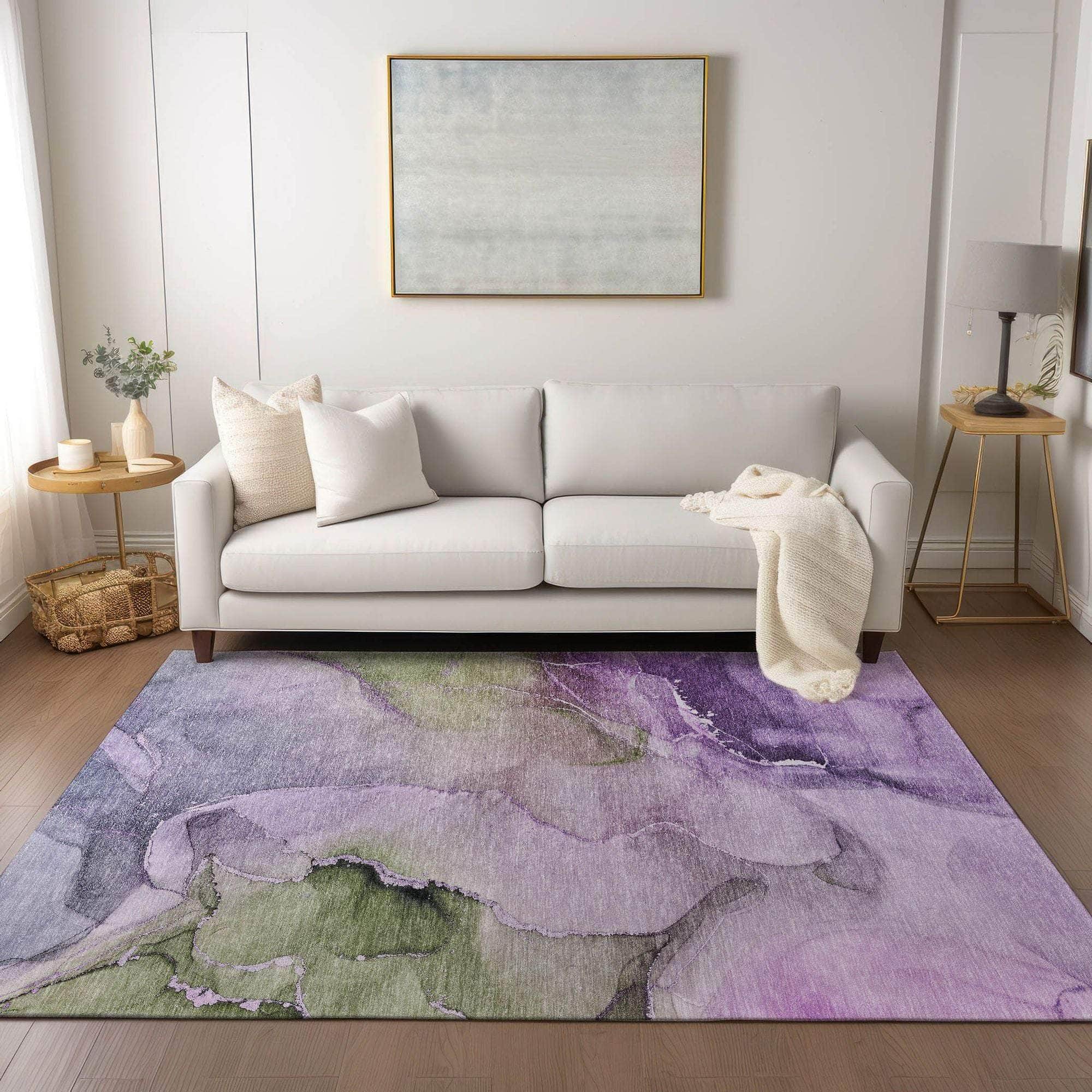 Machine Made ACN521 Purple Rugs
