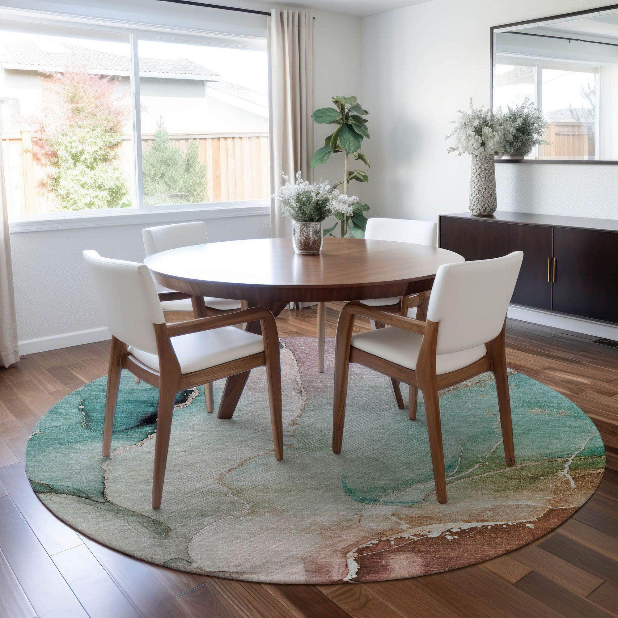 Machine Made ACN521 Teal Rugs