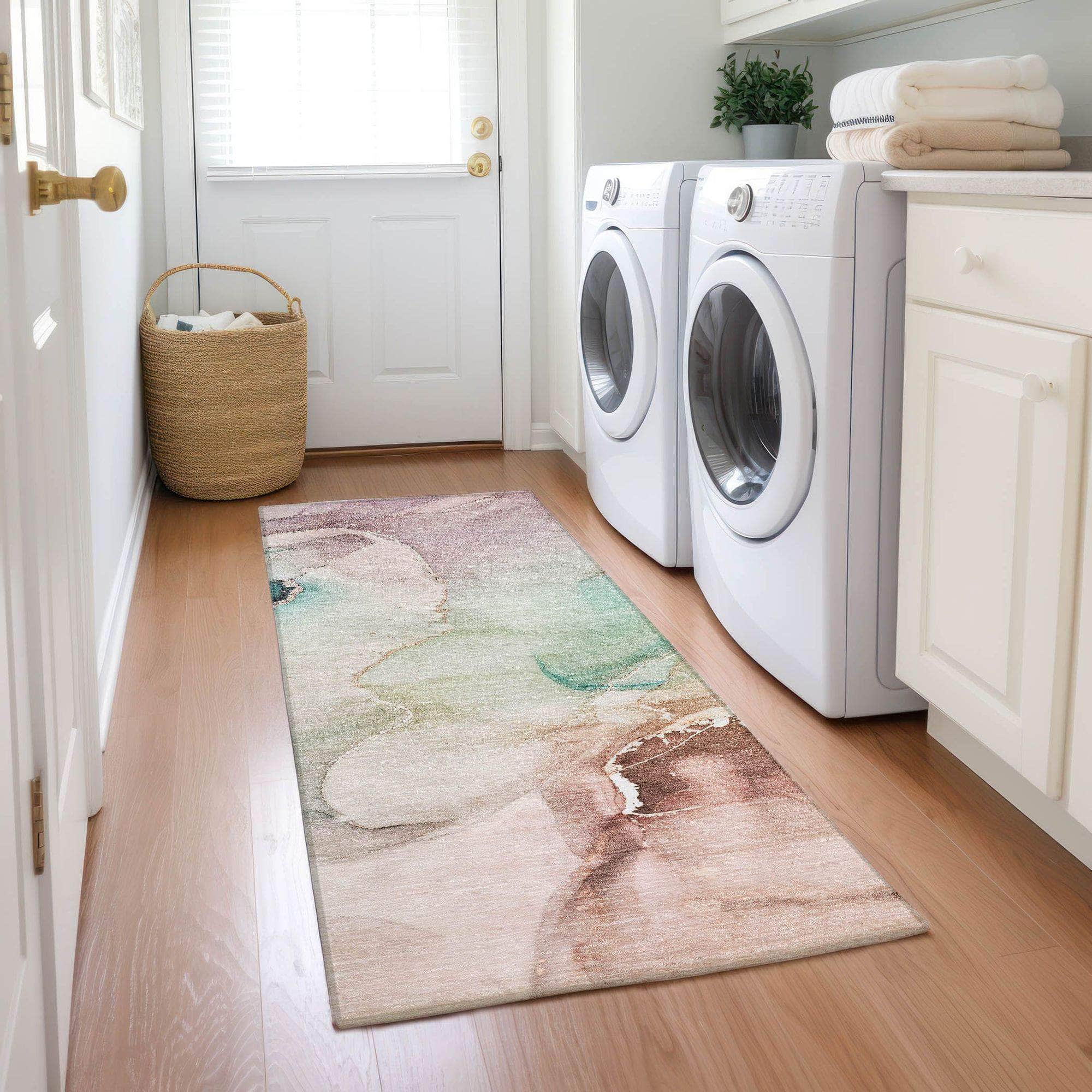Machine Made ACN521 Teal Rugs