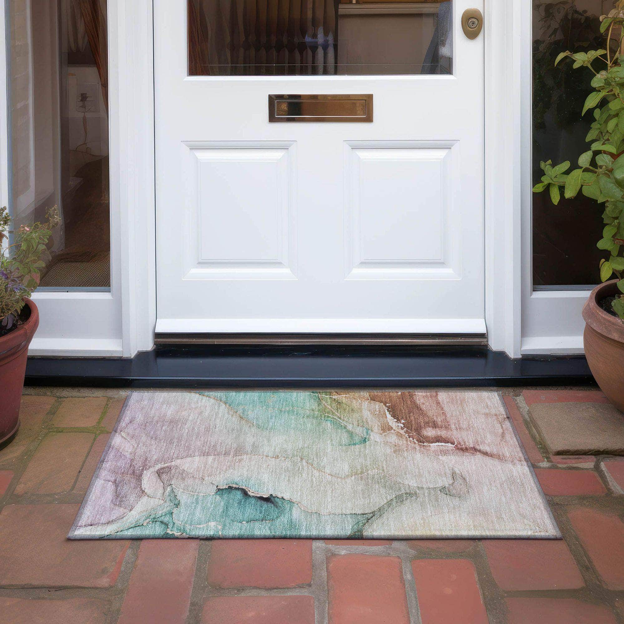 Machine Made ACN521 Teal Rugs