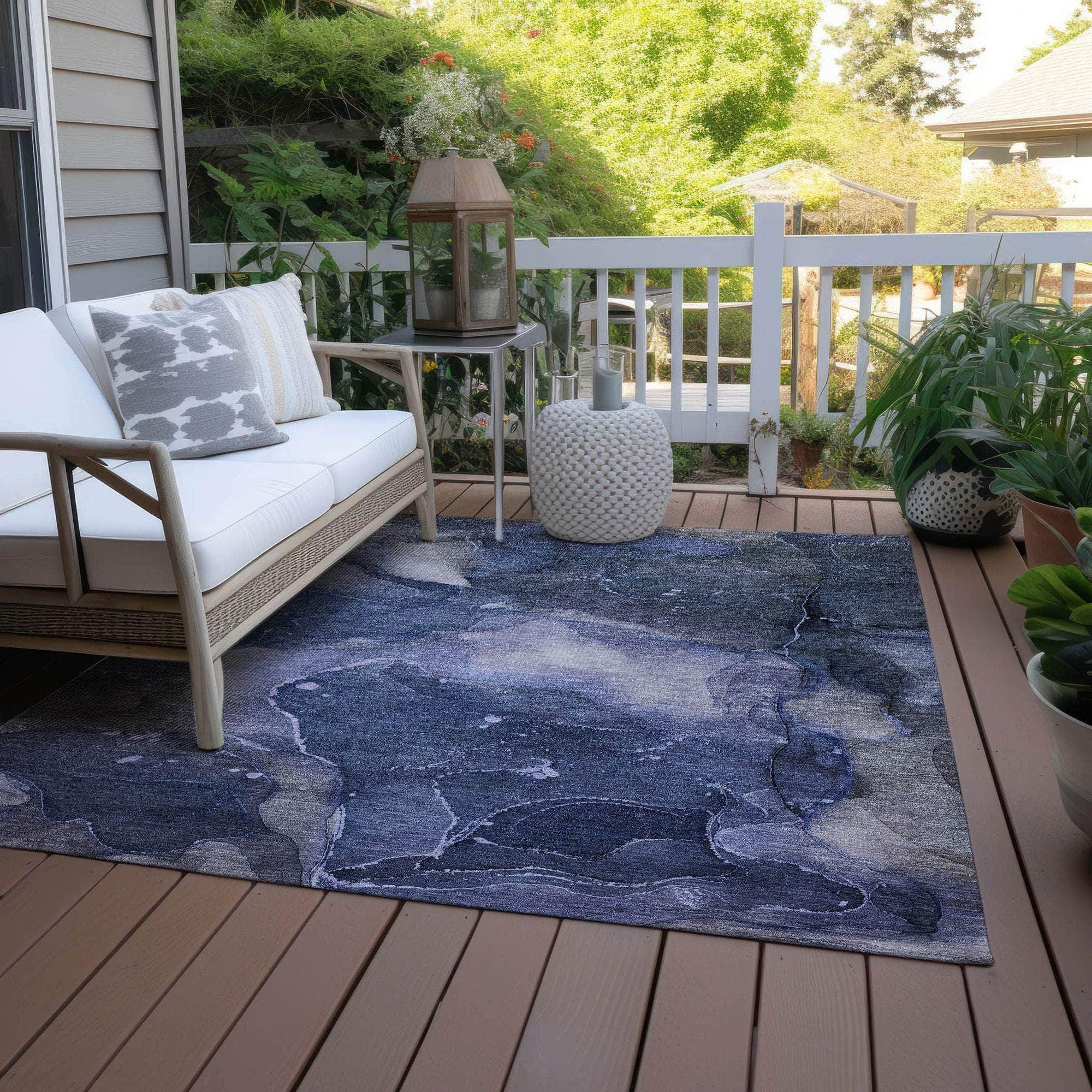 Machine Made ACN522 Blue Rugs