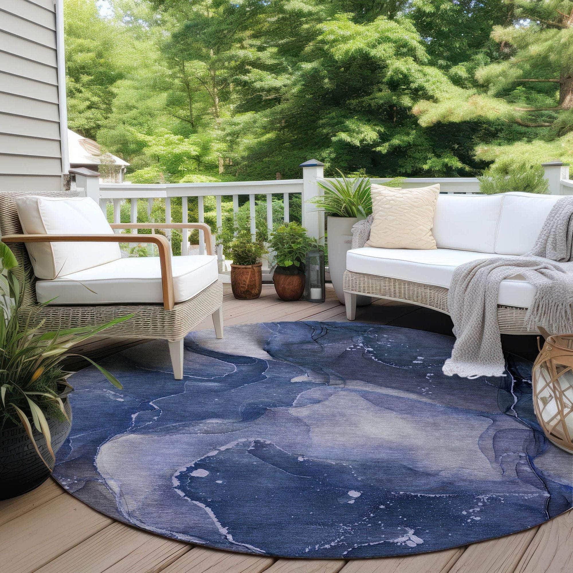Machine Made ACN522 Blue Rugs