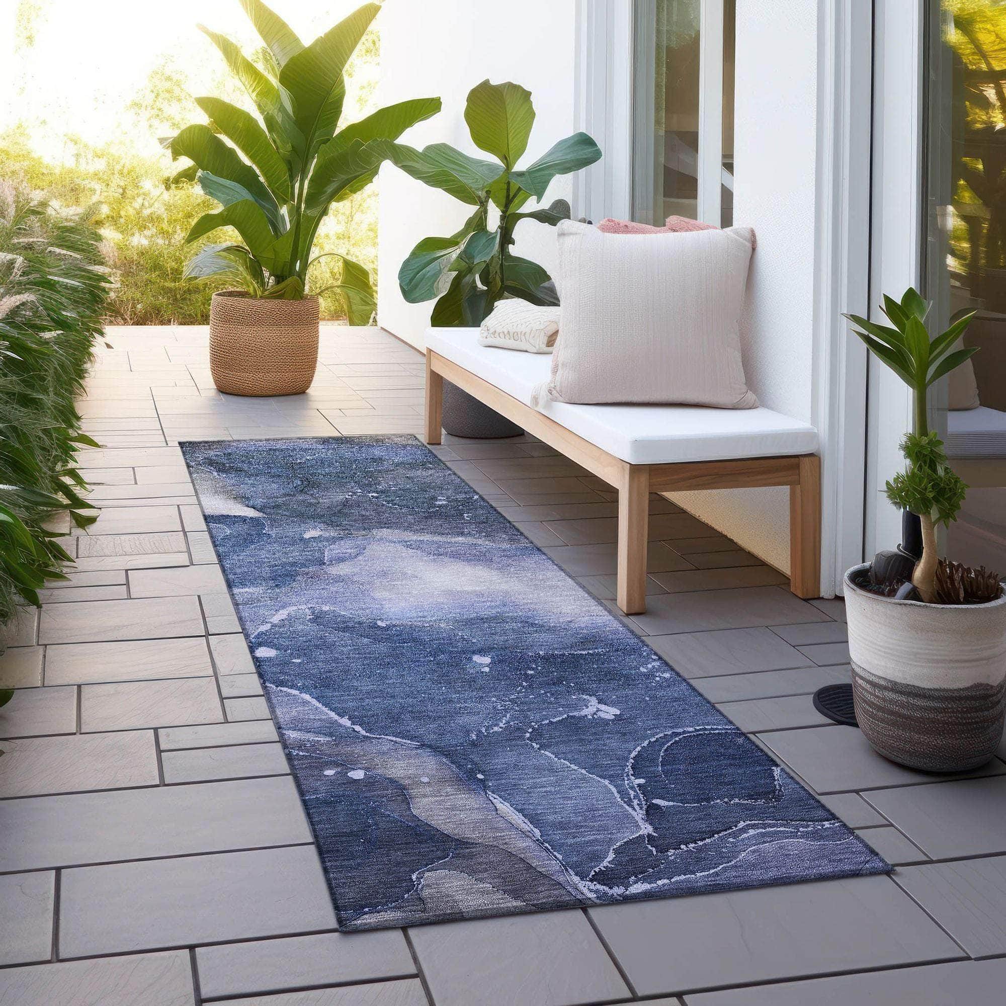 Machine Made ACN522 Blue Rugs