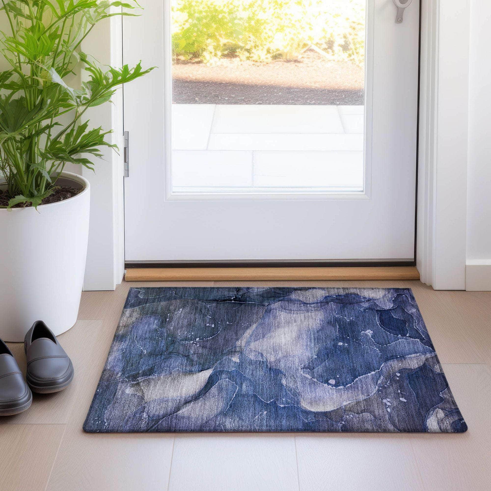 Machine Made ACN522 Blue Rugs