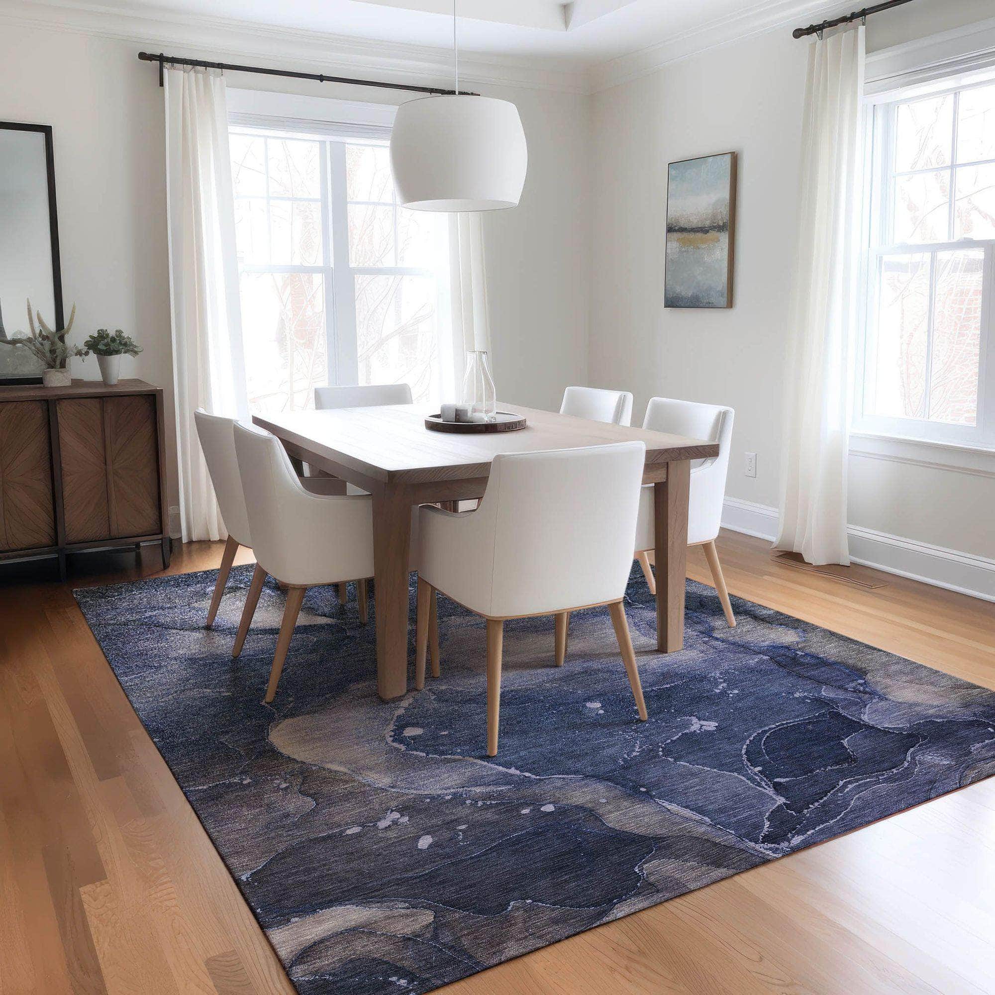 Machine Made ACN522 Blue Rugs