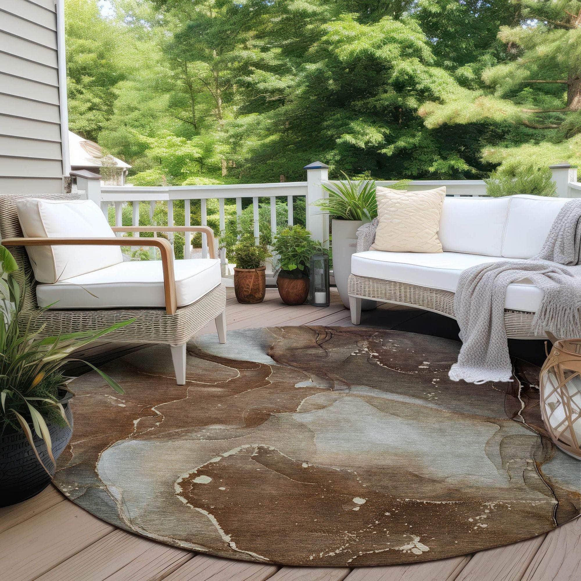 Machine Made ACN522 Brown Rugs