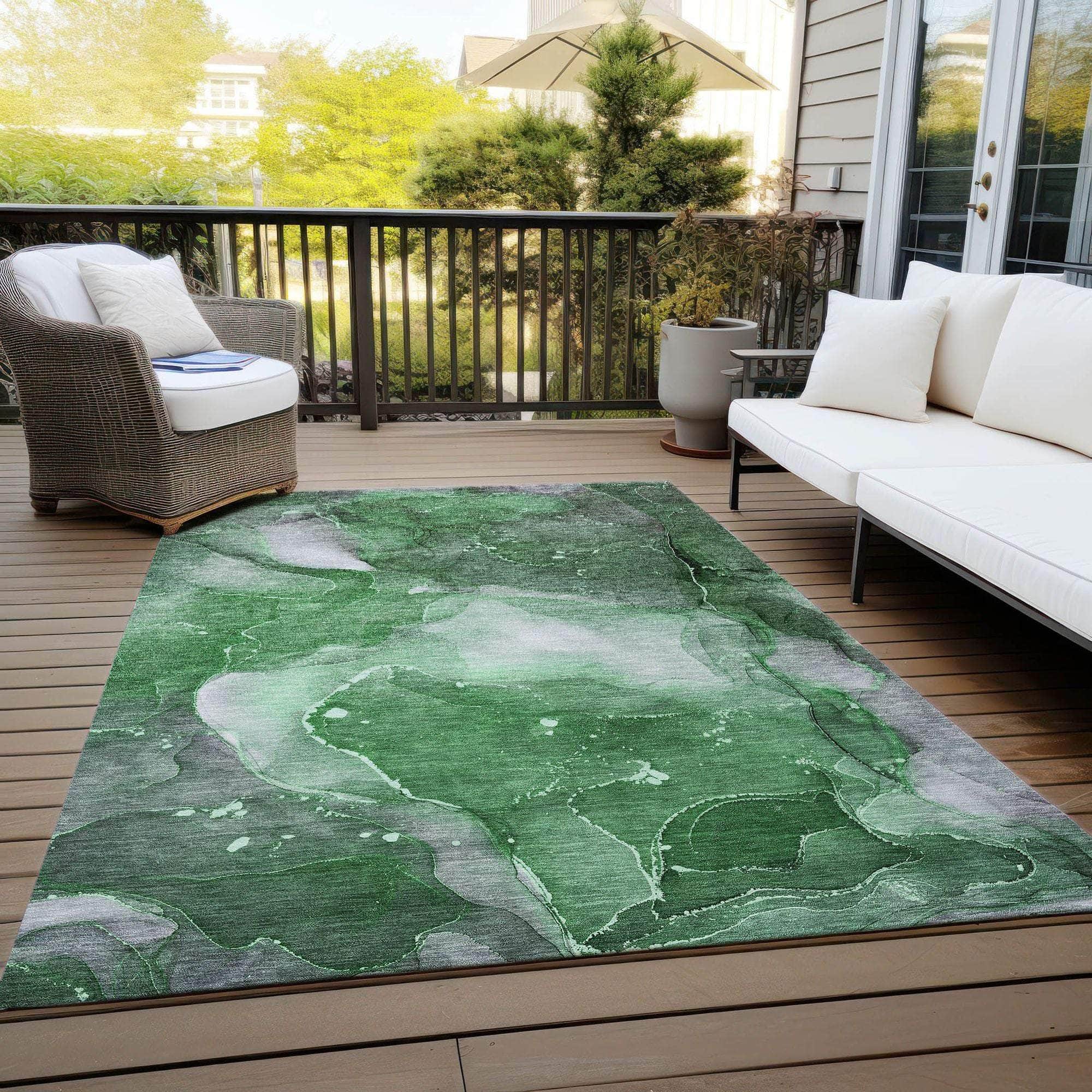 Machine Made ACN522 Emerald Green Rugs
