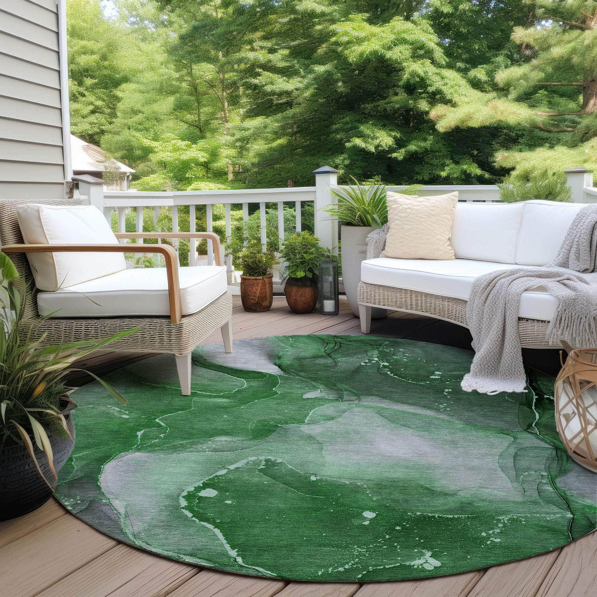 Machine Made ACN522 Emerald Green Rugs