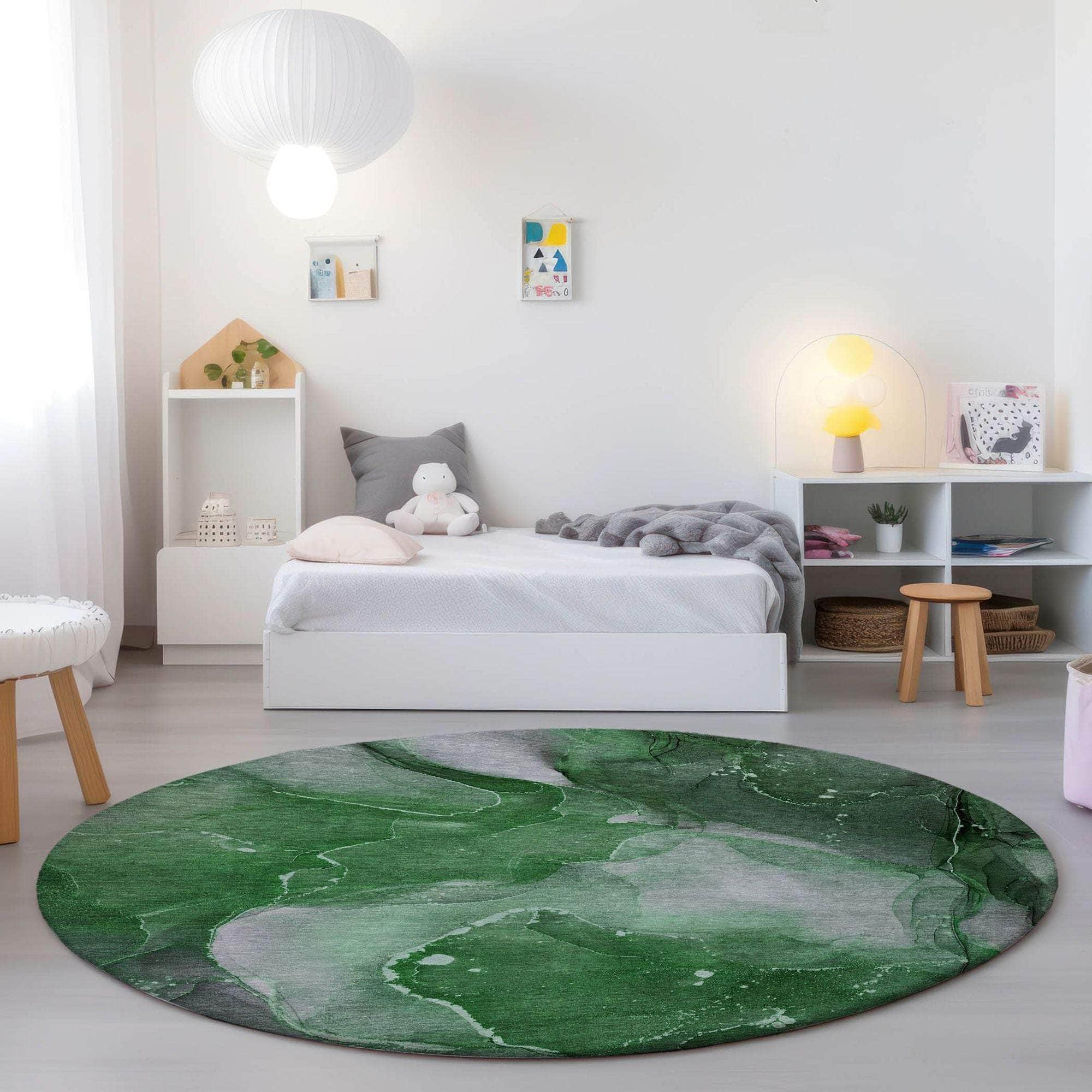 Machine Made ACN522 Emerald Green Rugs