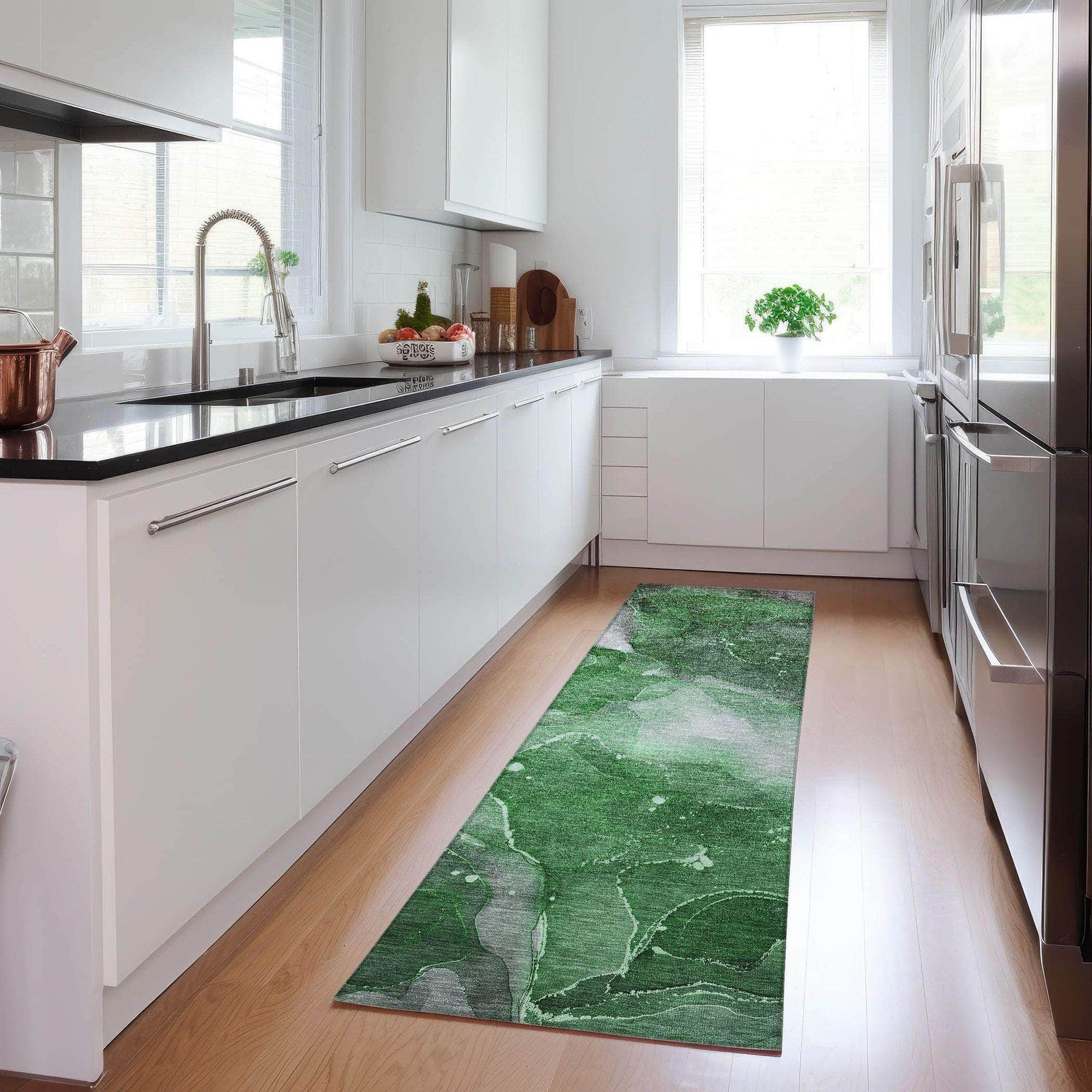 Machine Made ACN522 Emerald Green Rugs