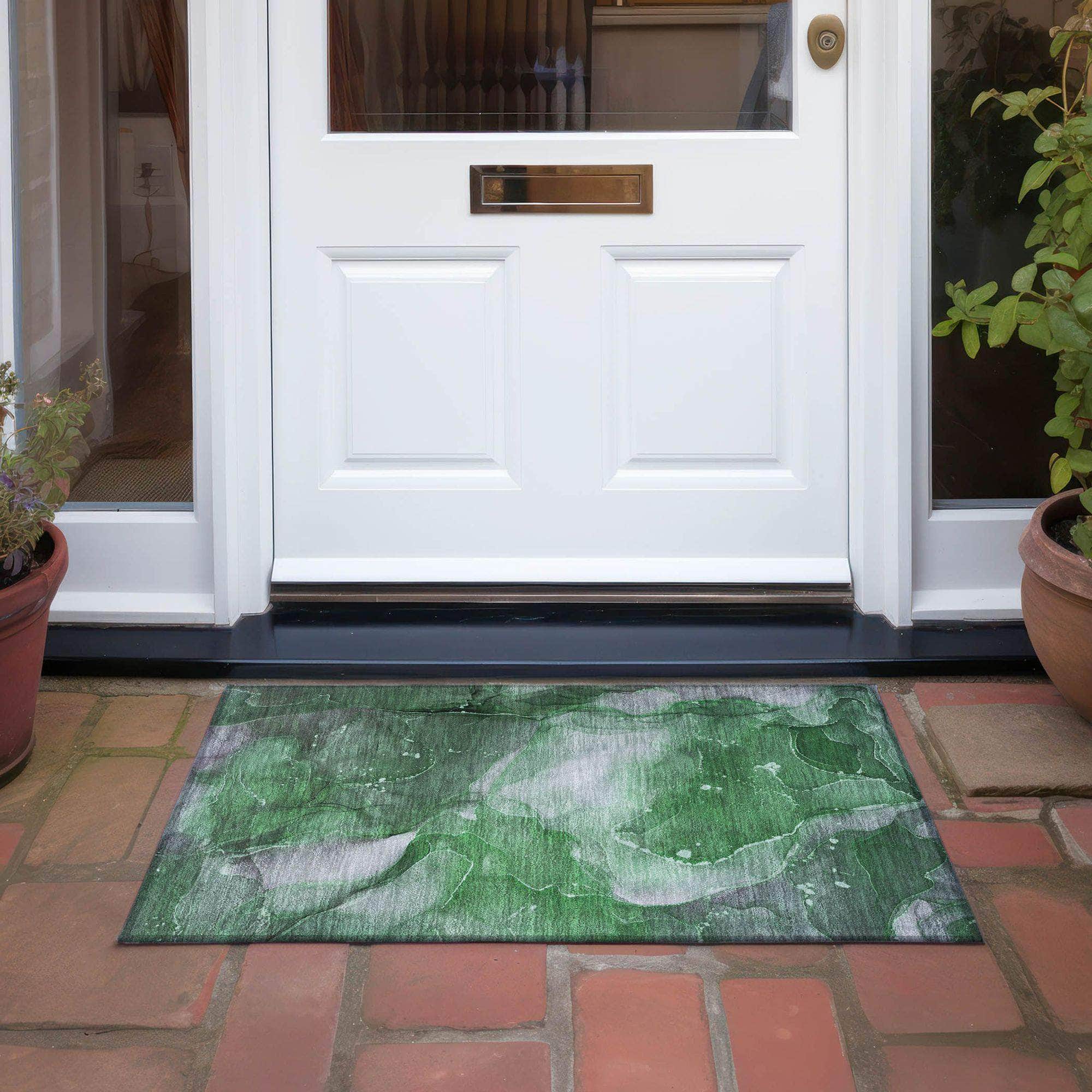 Machine Made ACN522 Emerald Green Rugs