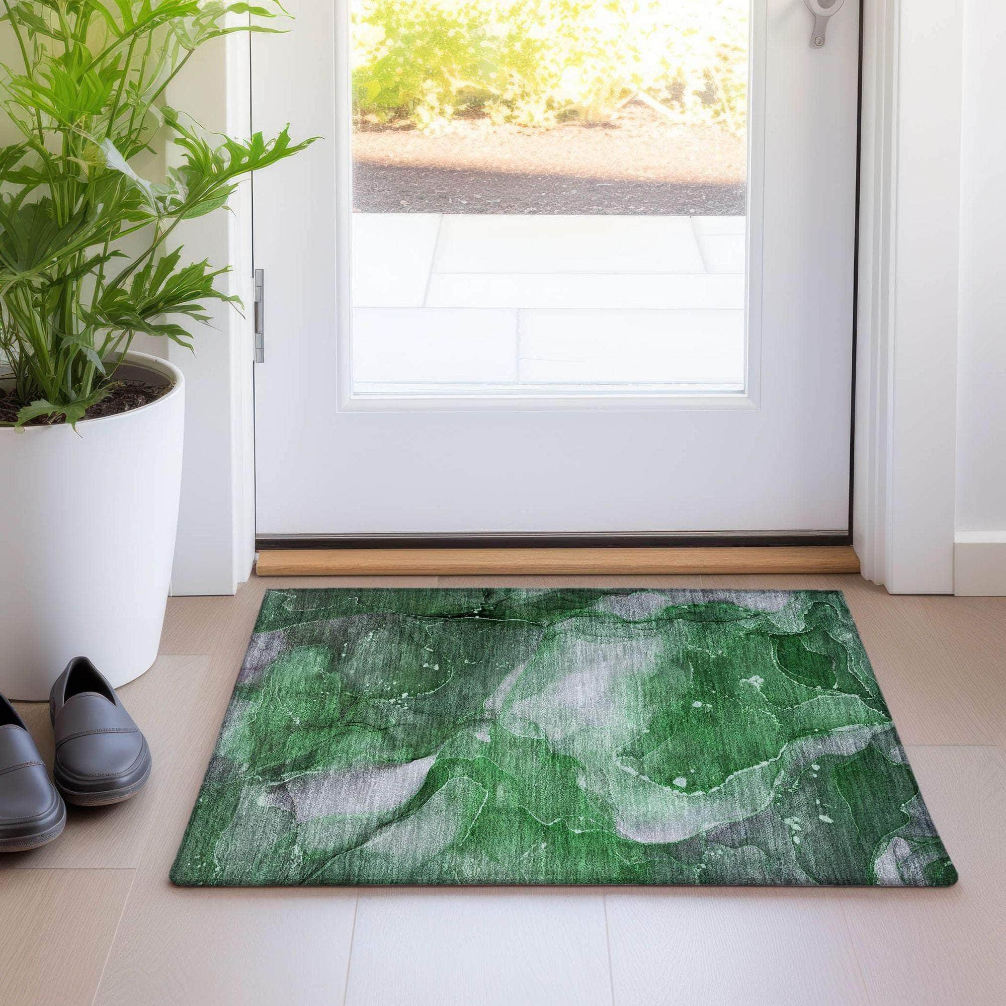Machine Made ACN522 Emerald Green Rugs