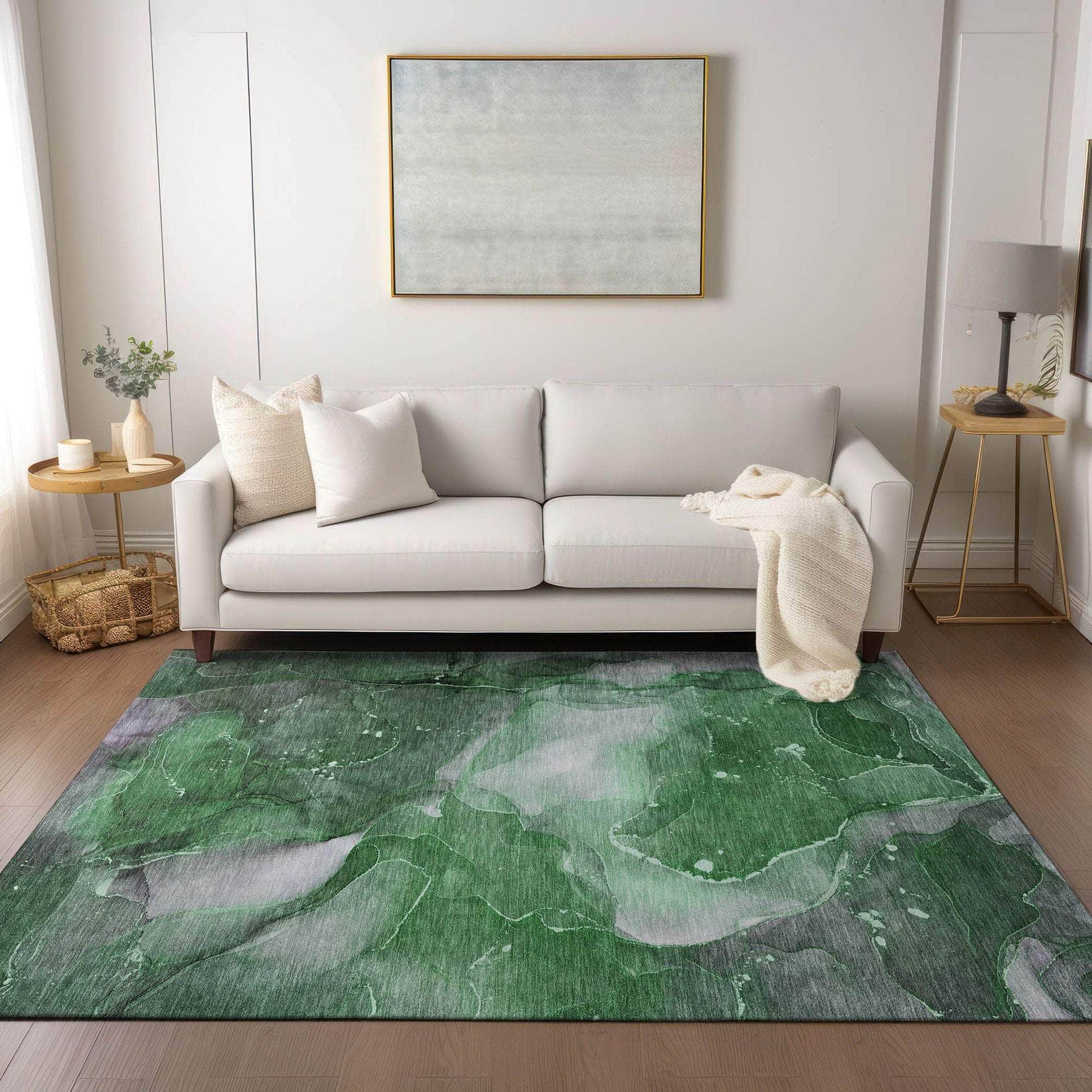 Machine Made ACN522 Emerald Green Rugs