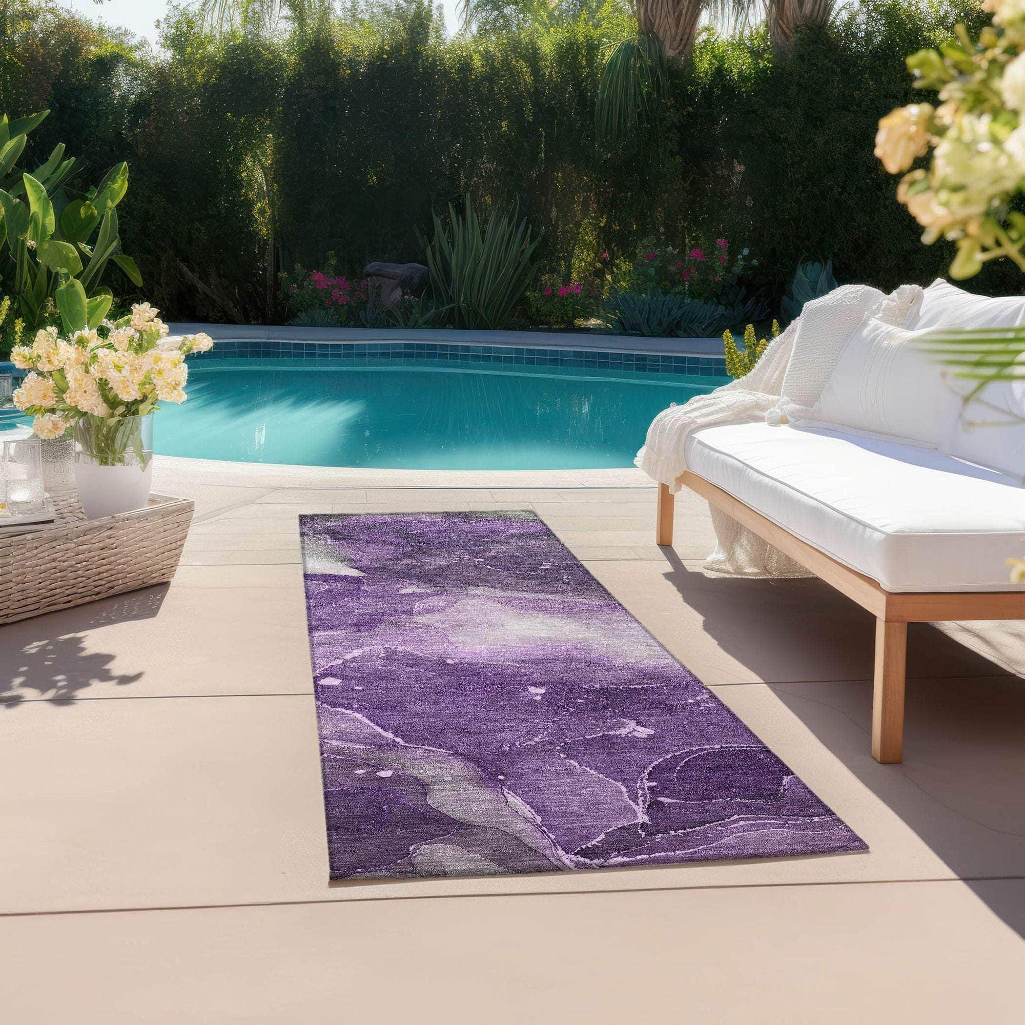 Machine Made ACN522 Purple Rugs
