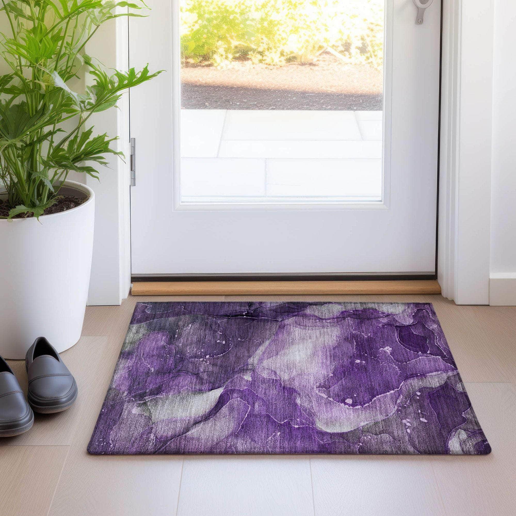 Machine Made ACN522 Purple Rugs