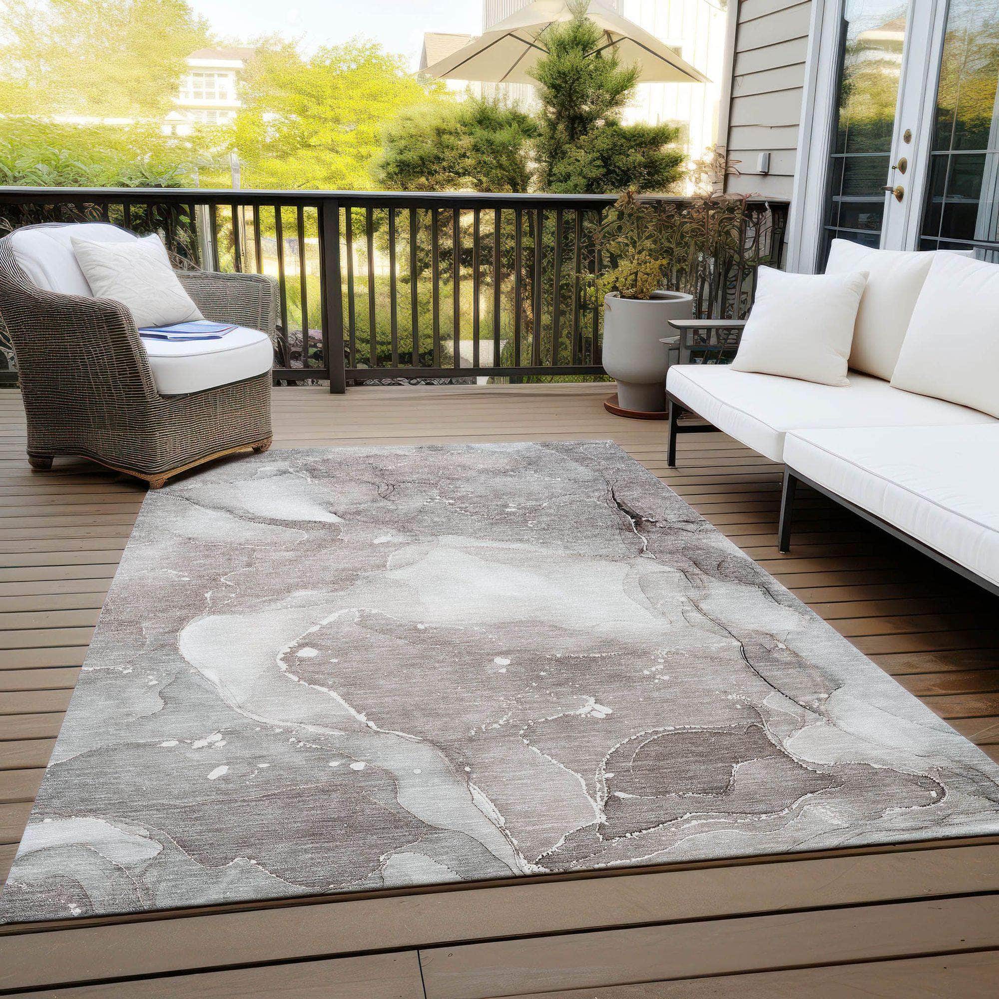 Machine Made ACN522 Taupe Brown Rugs
