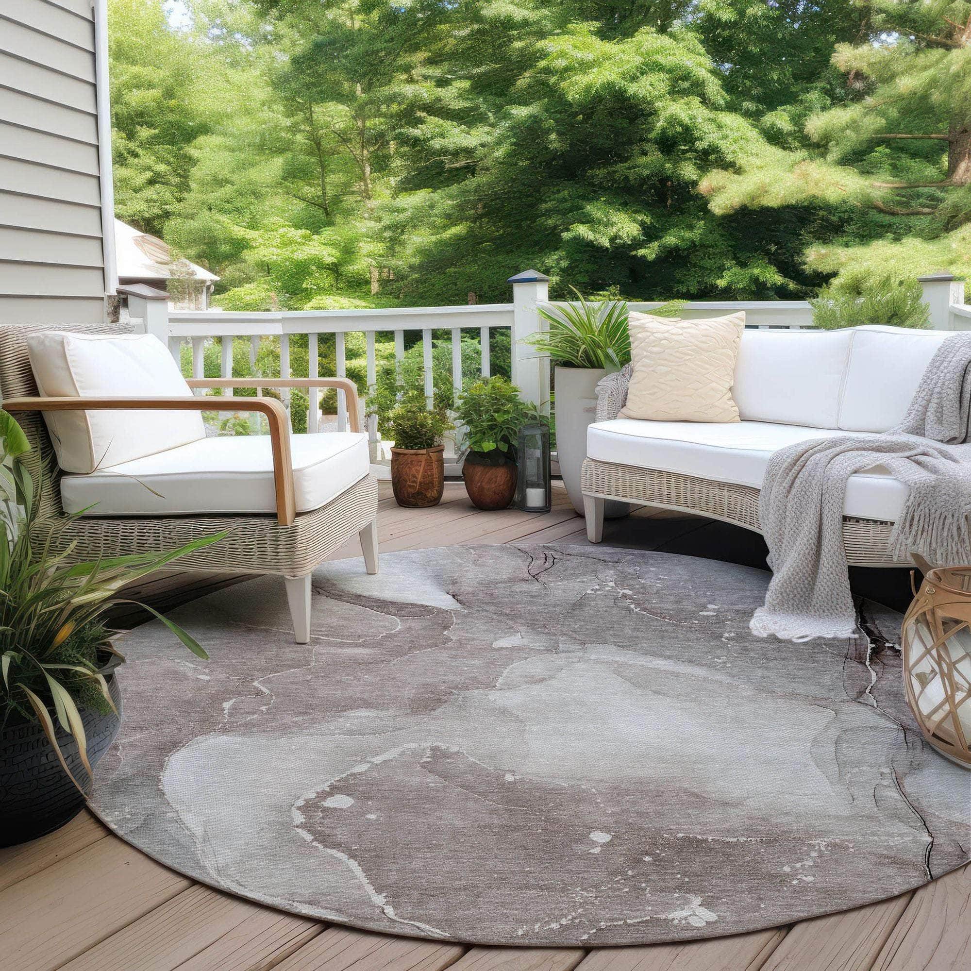 Machine Made ACN522 Taupe Brown Rugs