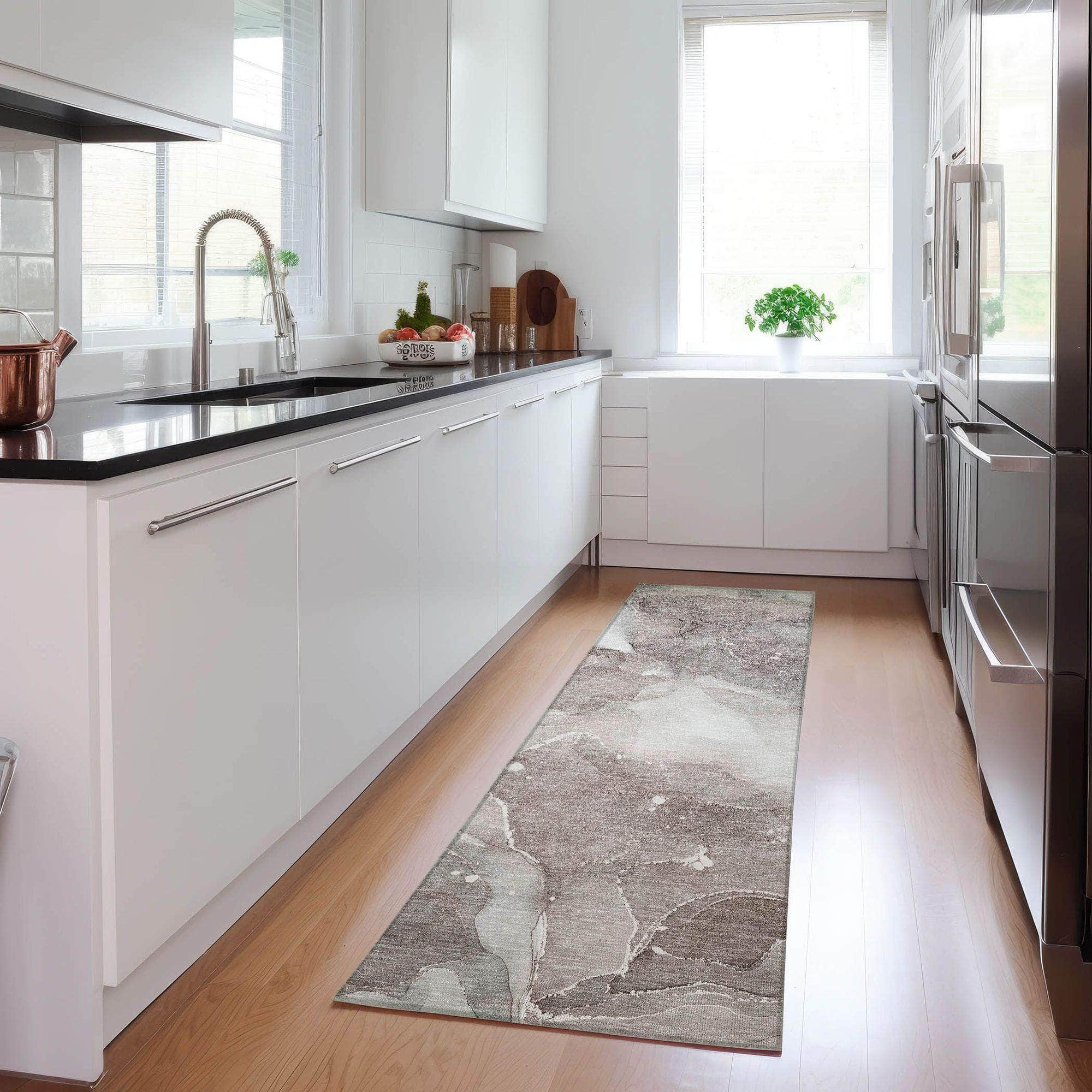 Machine Made ACN522 Taupe Brown Rugs
