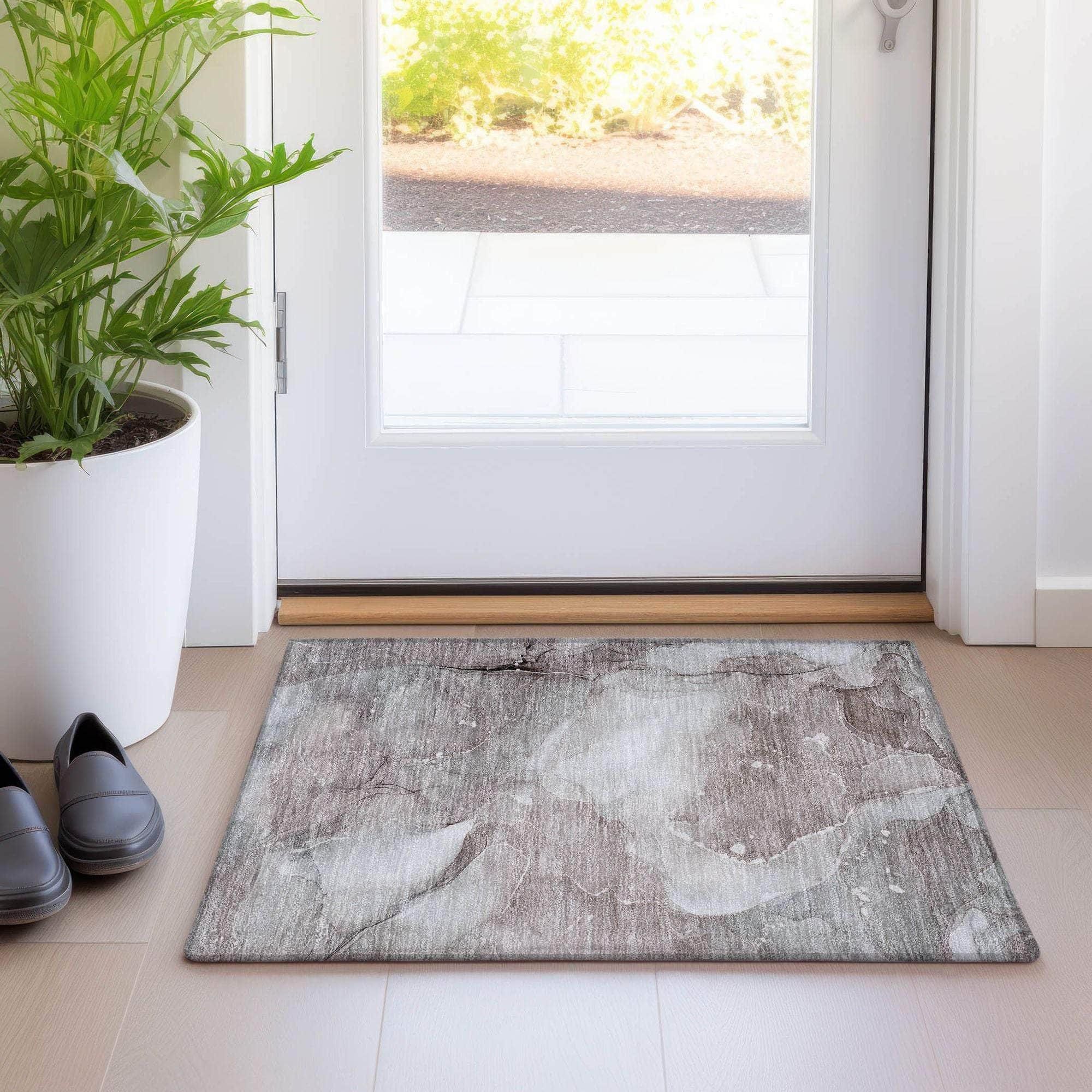 Machine Made ACN522 Taupe Brown Rugs