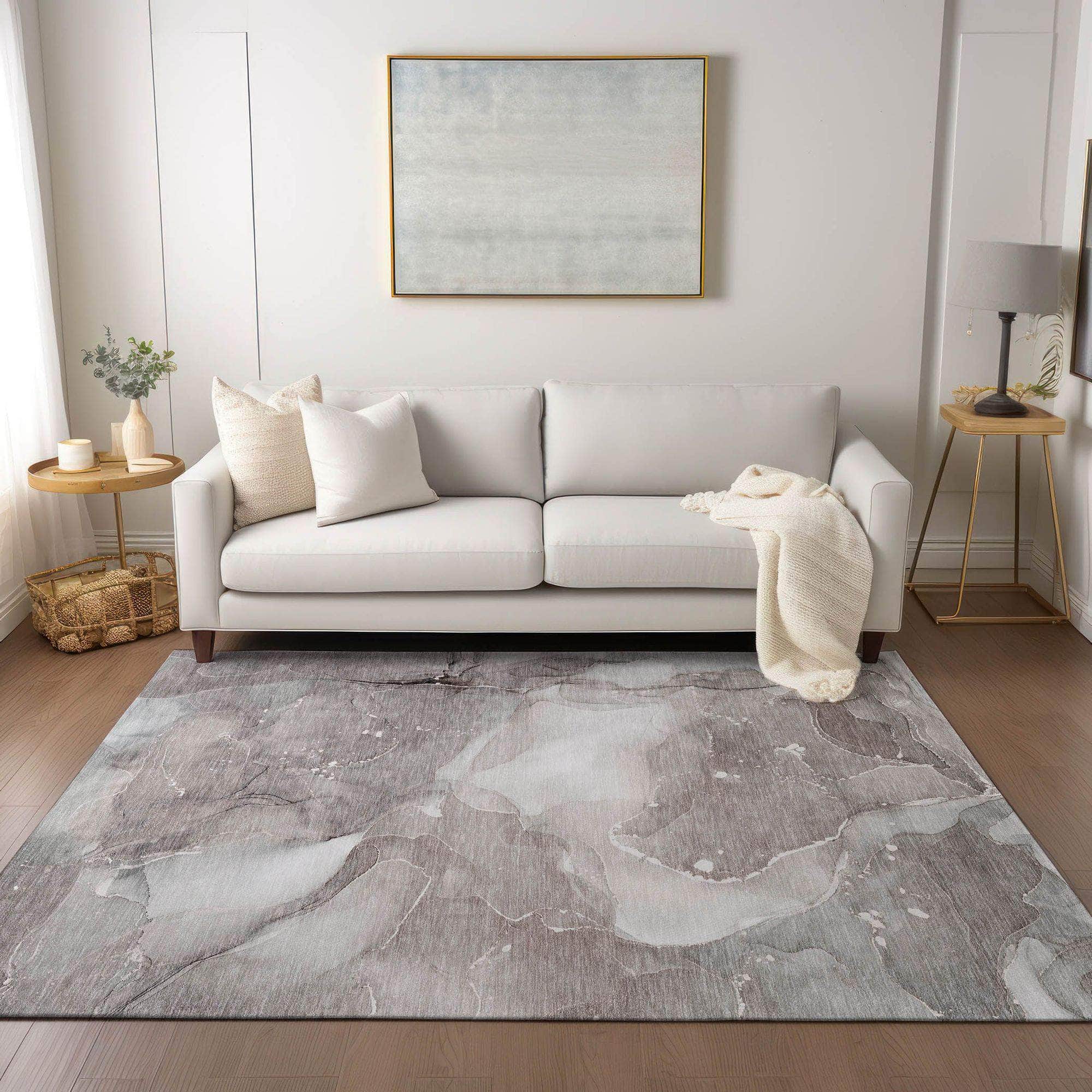 Machine Made ACN522 Taupe Brown Rugs