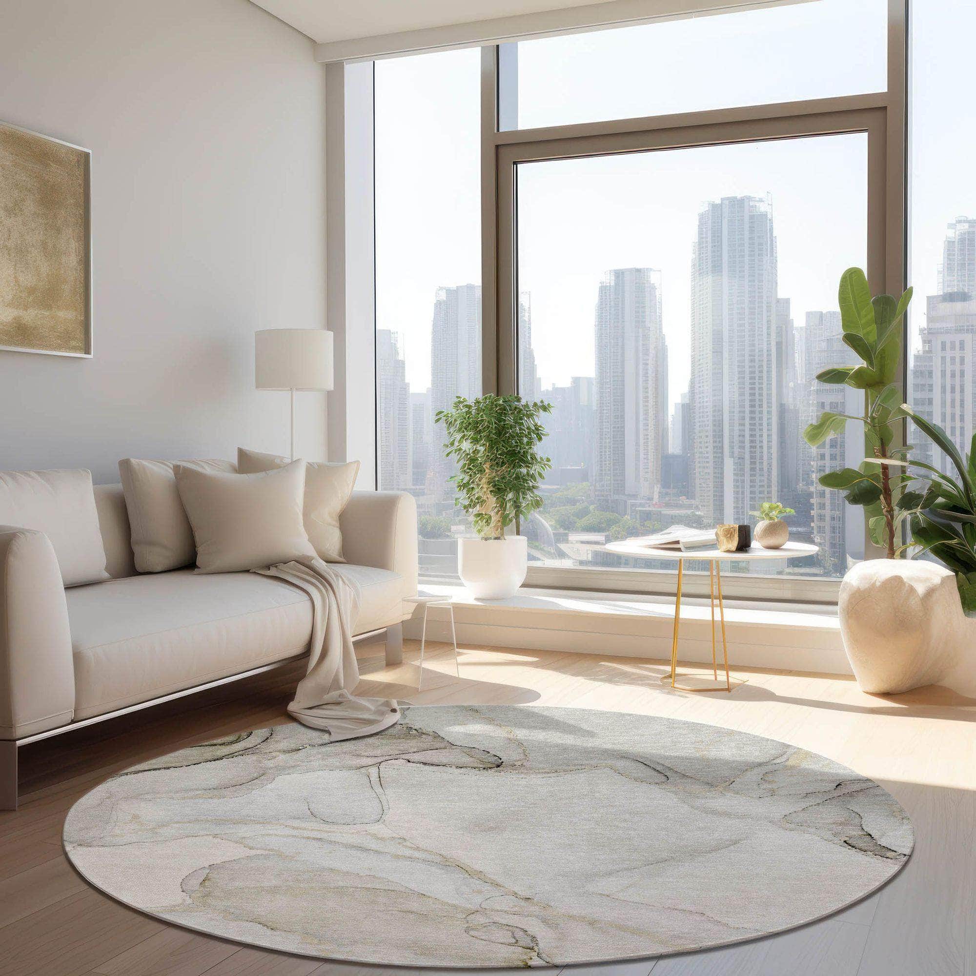 Machine Made ACN523 Beige Brown Rugs