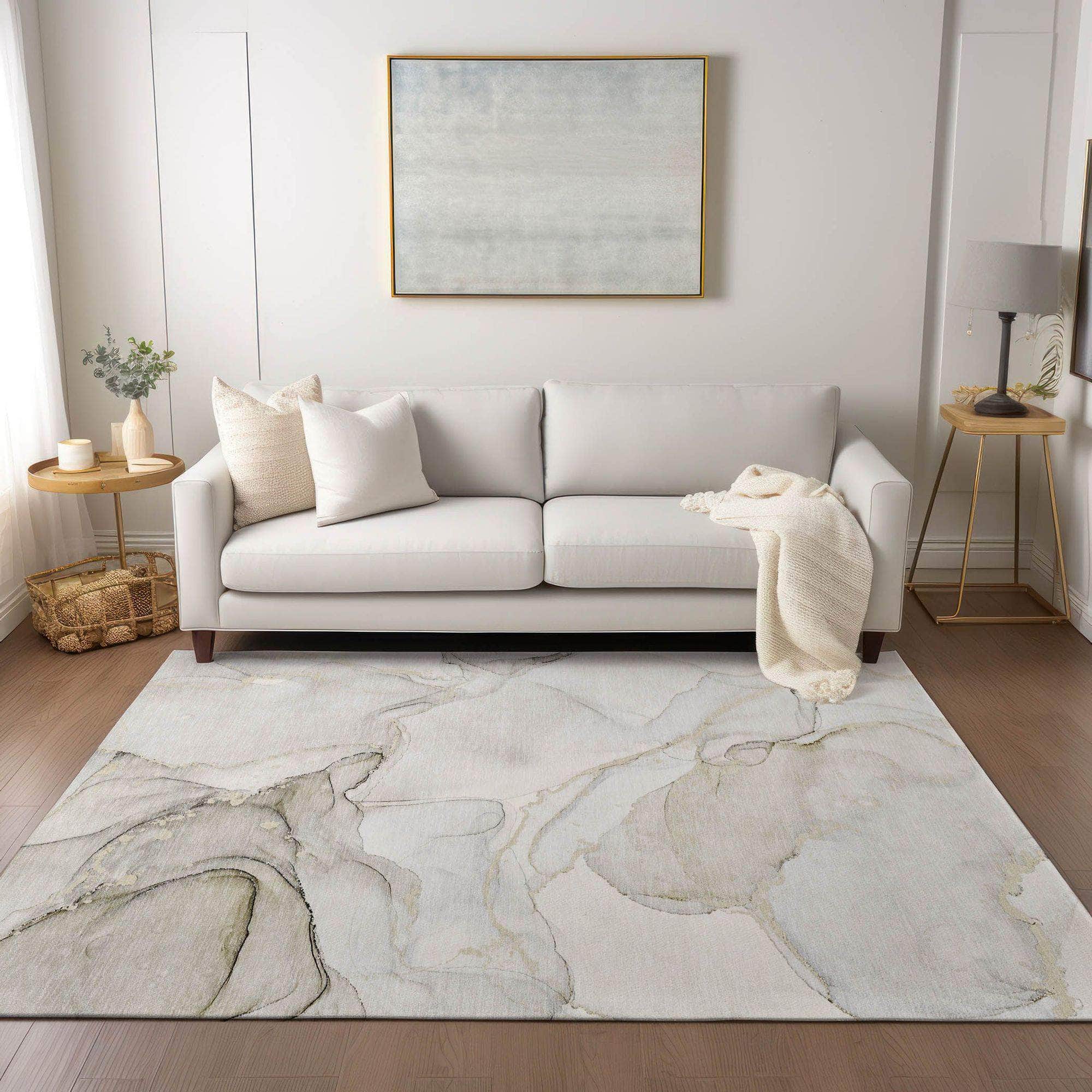 Machine Made ACN523 Beige Brown Rugs