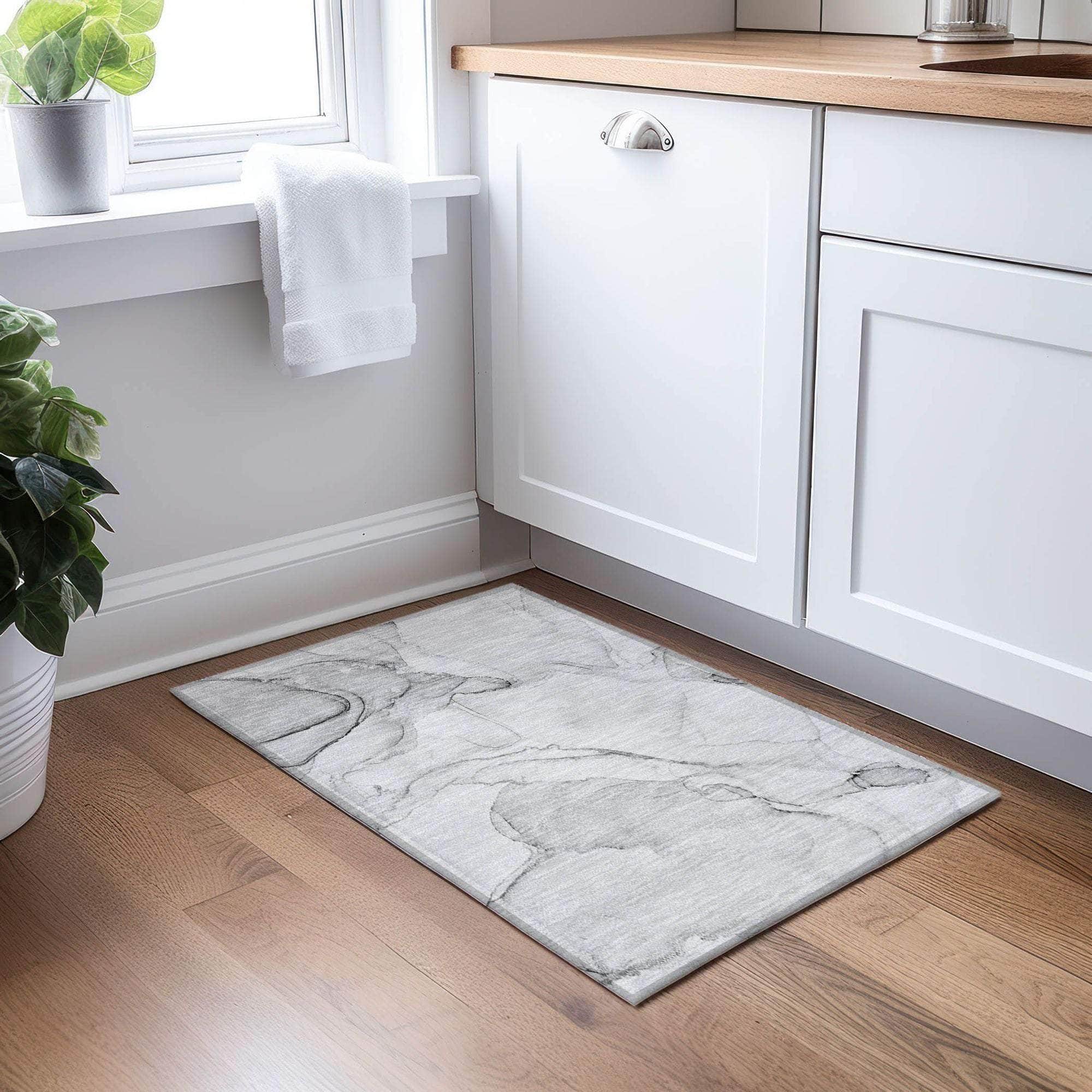 Machine Made ACN523 Silver Gray Rugs