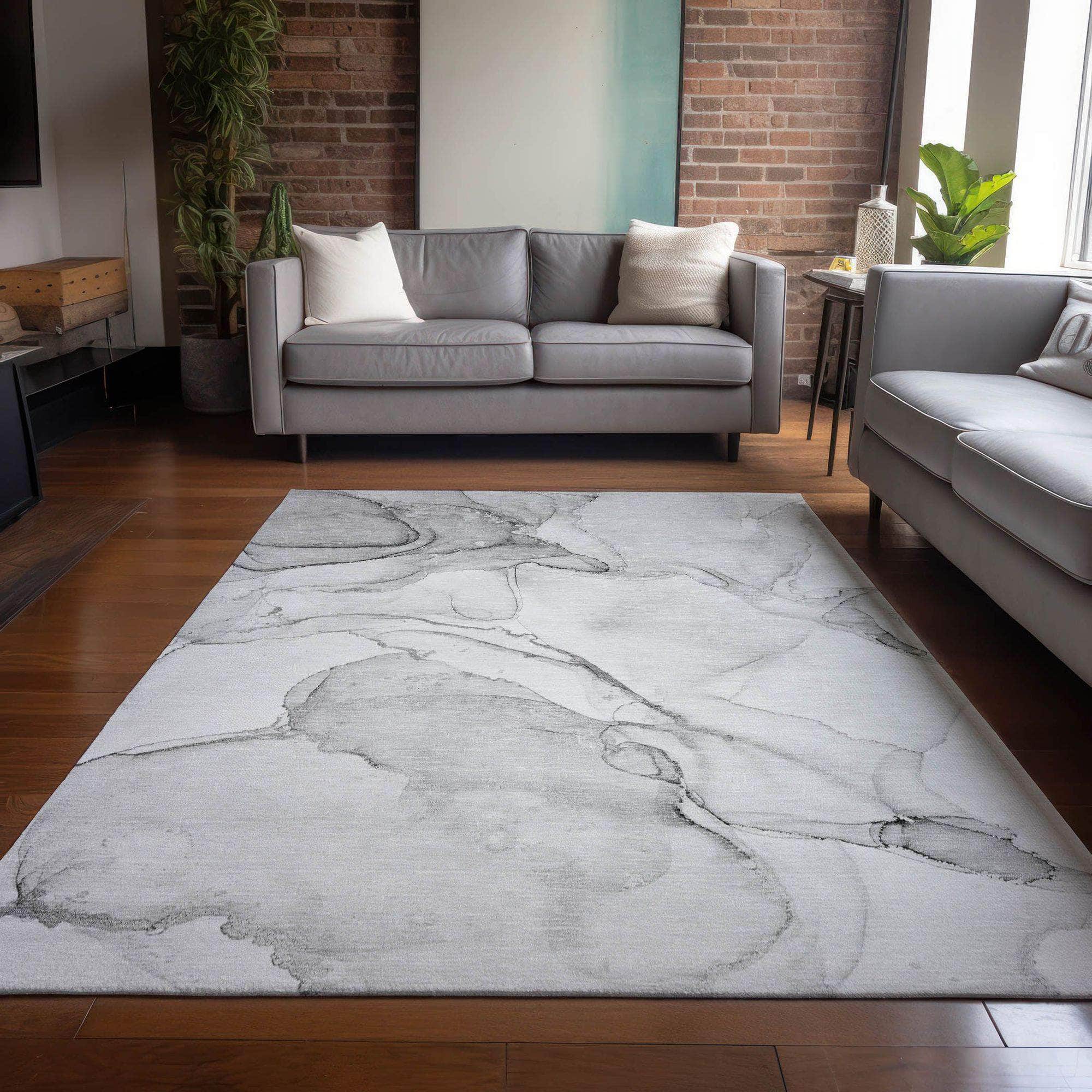 Machine Made ACN523 Silver Gray Rugs