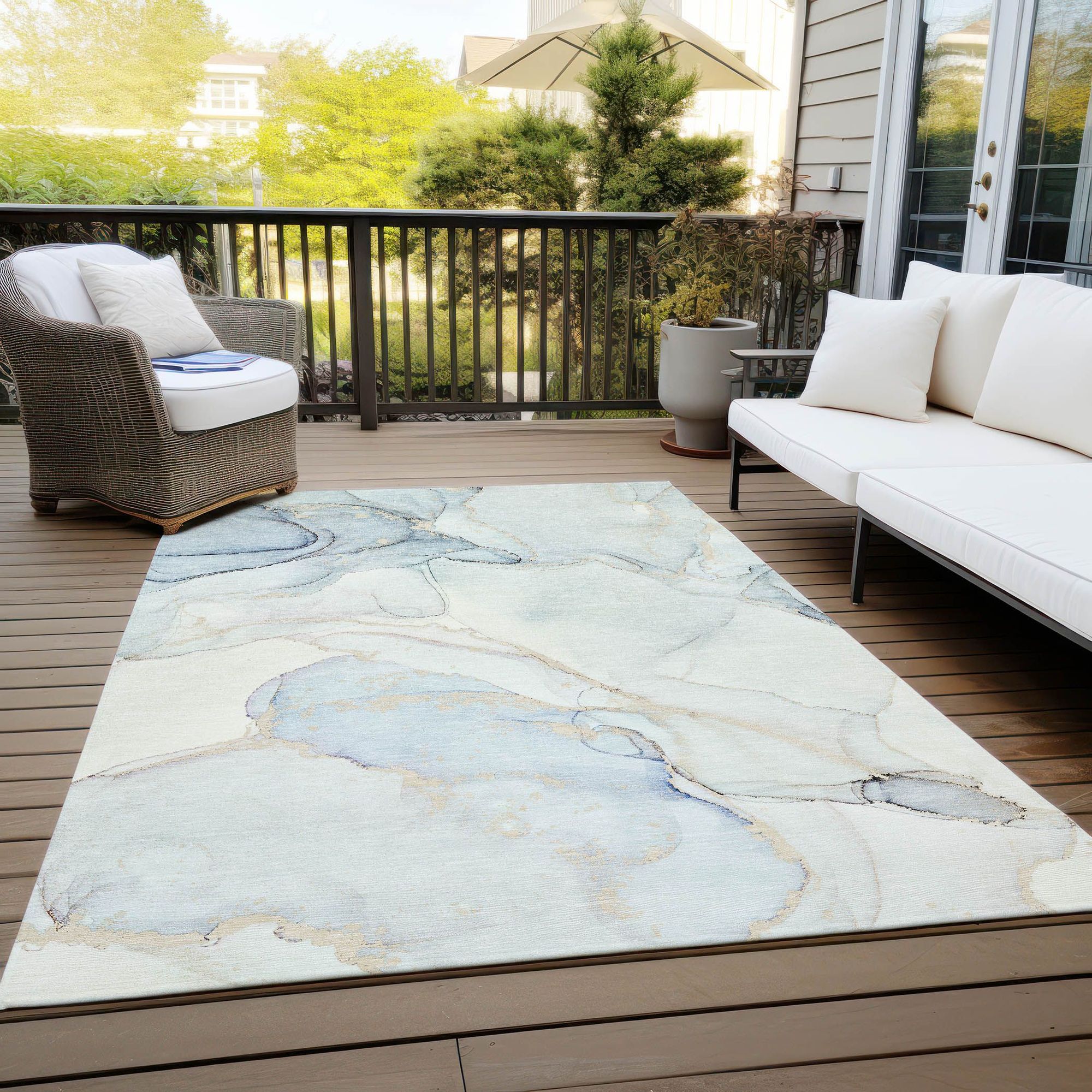 Machine Made ACN523 Sky Blue Rugs
