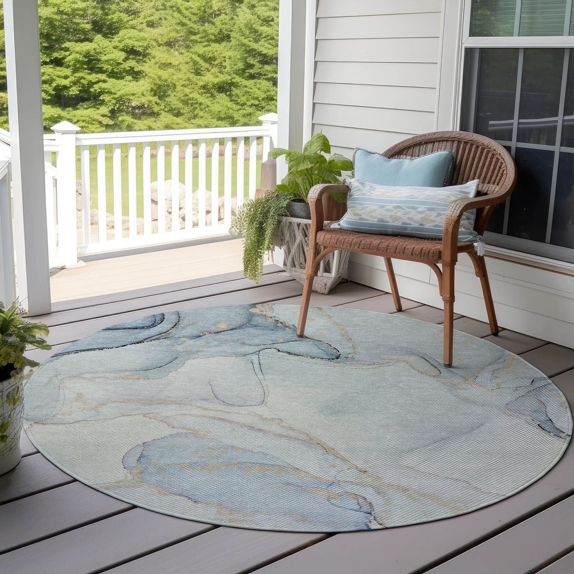 Machine Made ACN523 Sky Blue Rugs