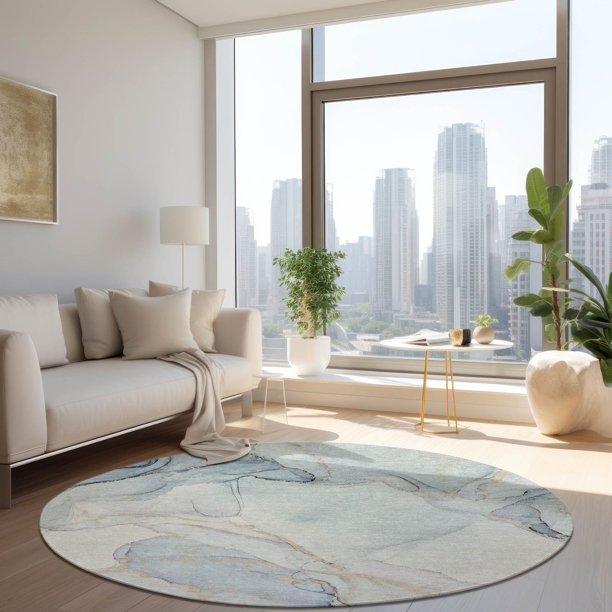 Machine Made ACN523 Sky Blue Rugs