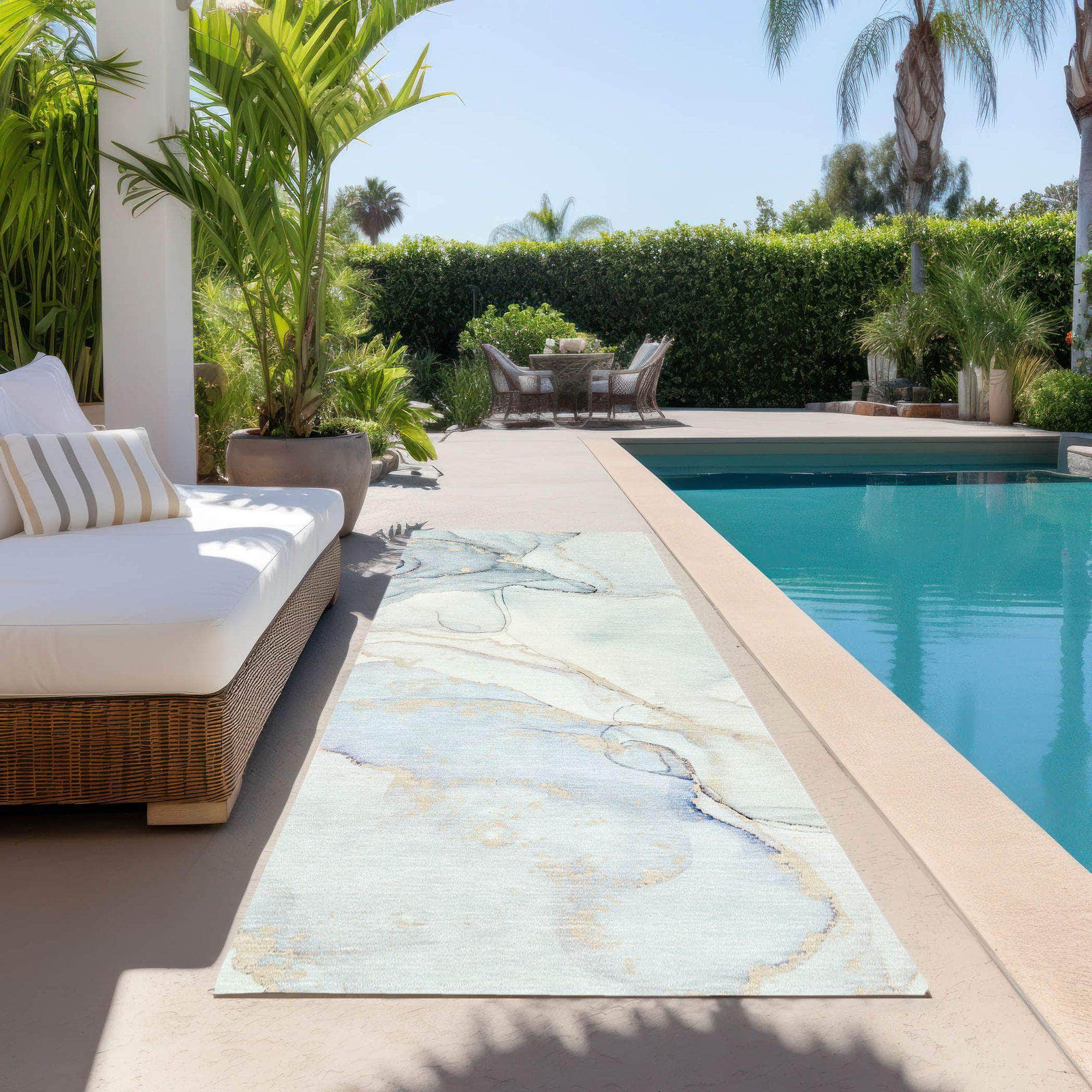 Machine Made ACN523 Sky Blue Rugs