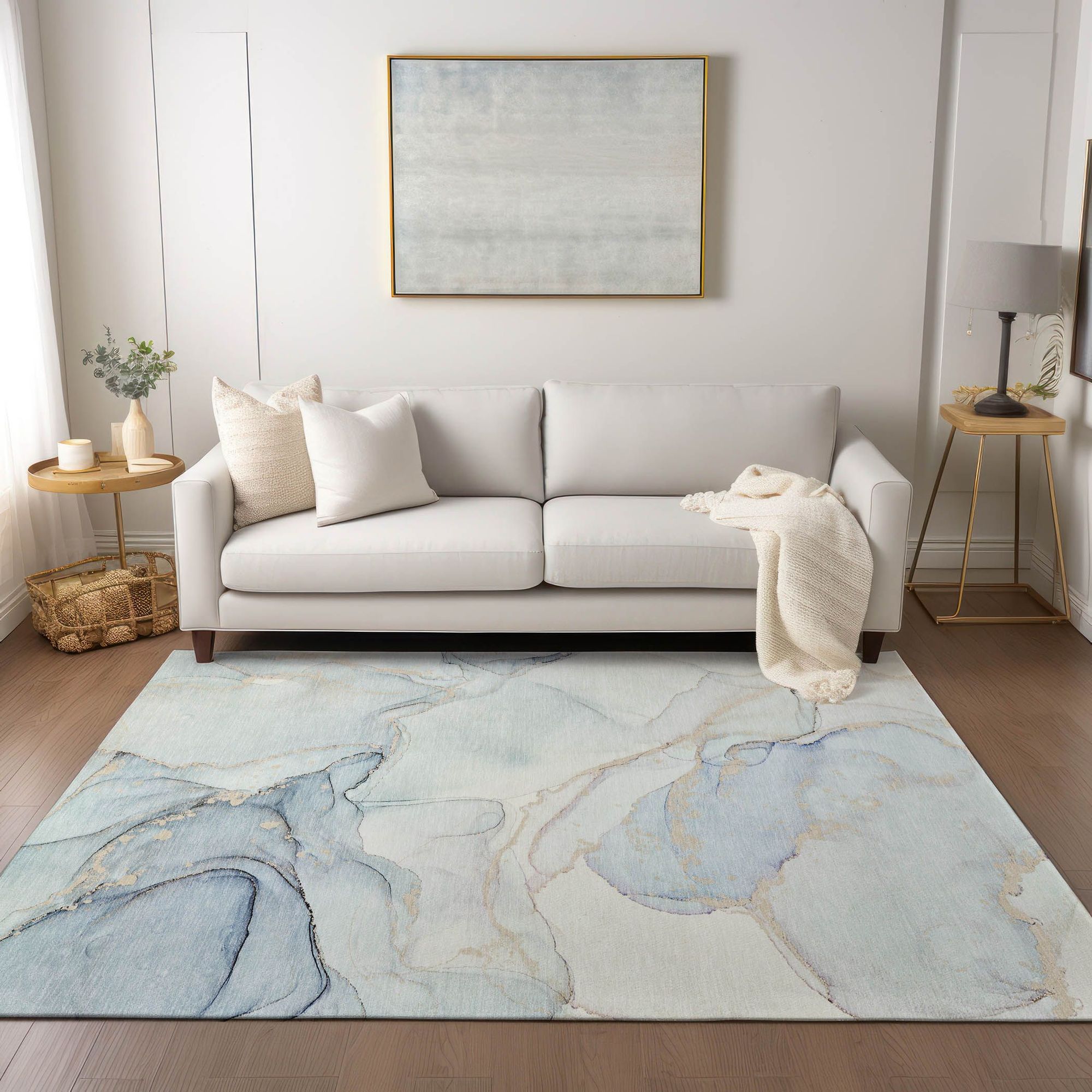 Machine Made ACN523 Sky Blue Rugs