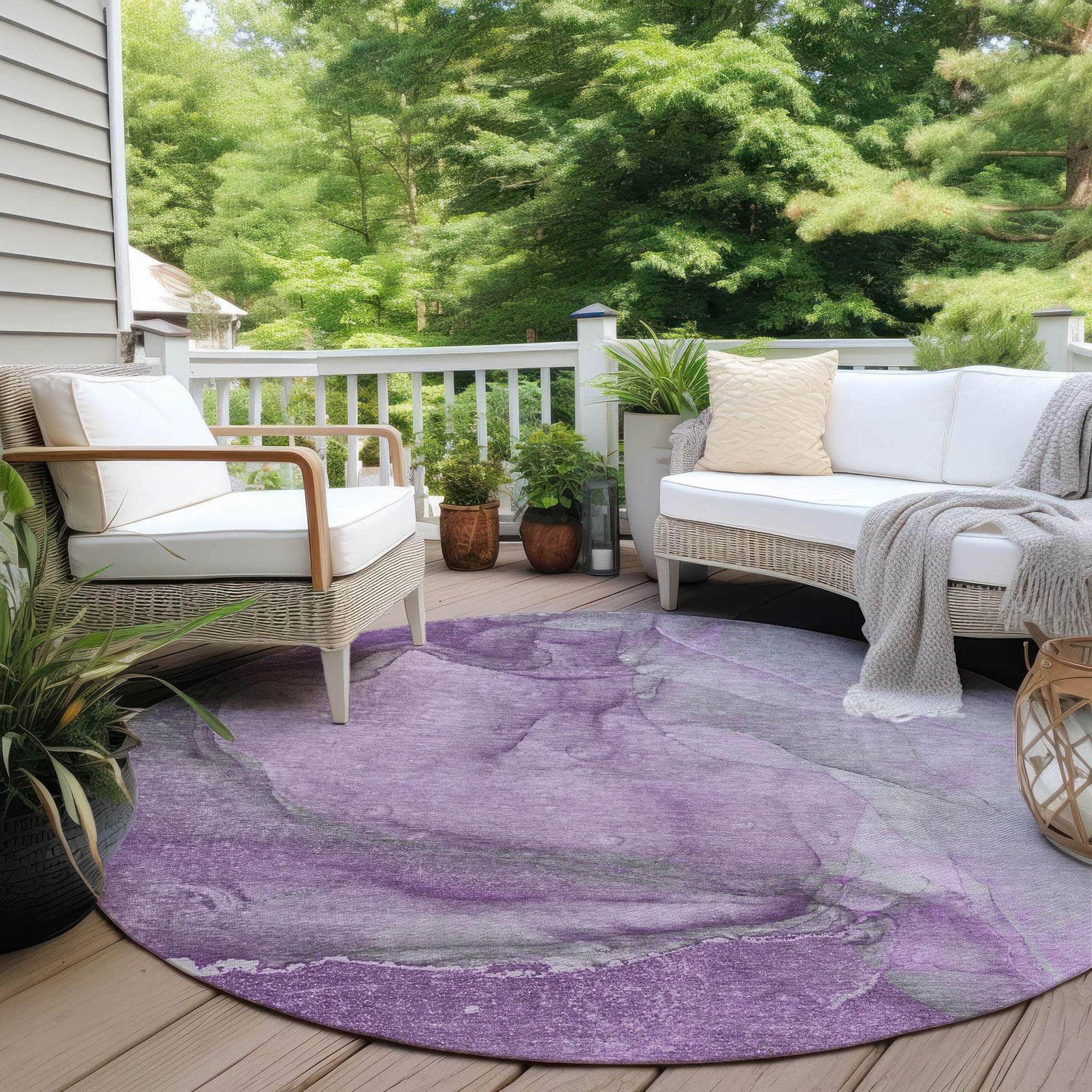 Machine Made ACN524 Lilac Purple Rugs