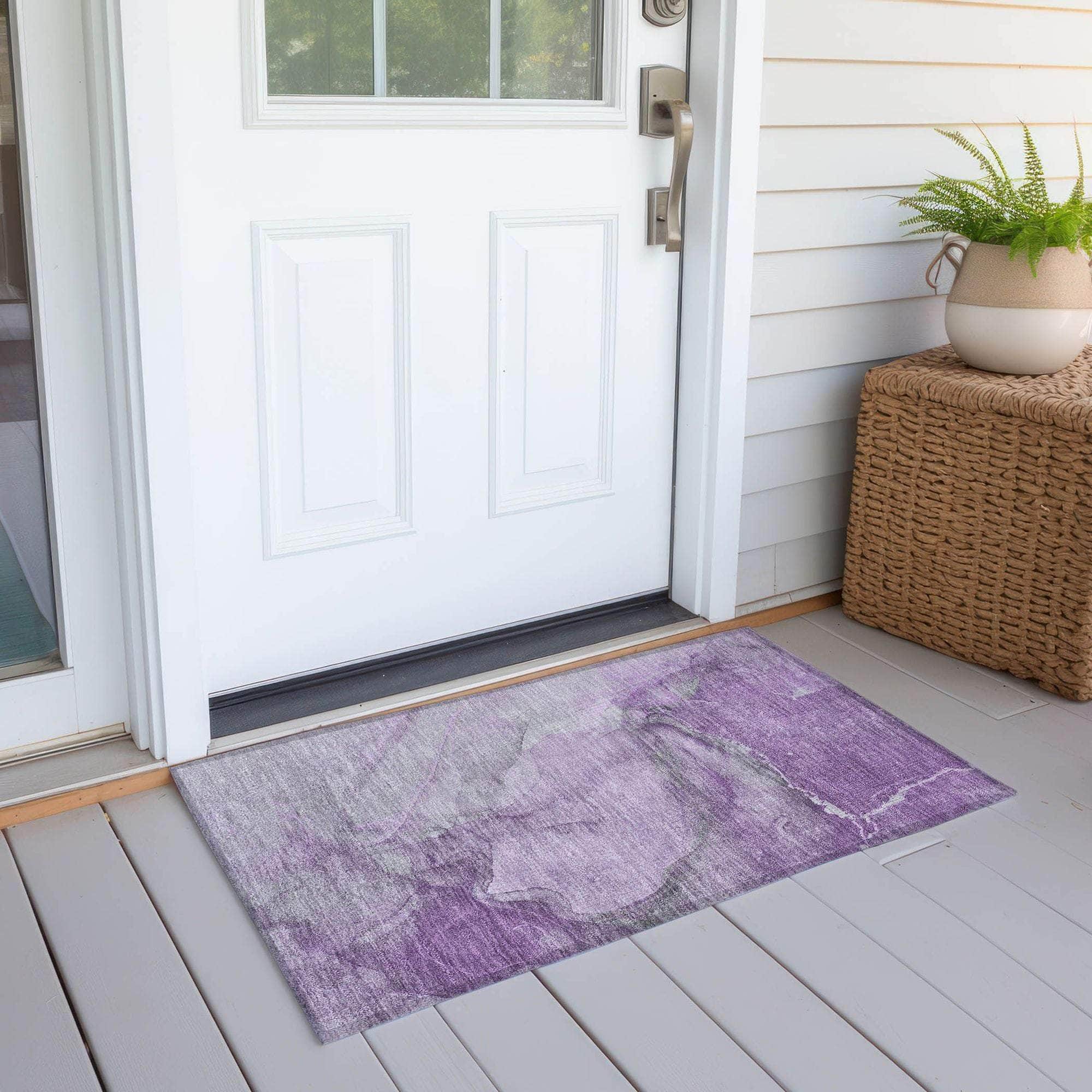 Machine Made ACN524 Lilac Purple Rugs