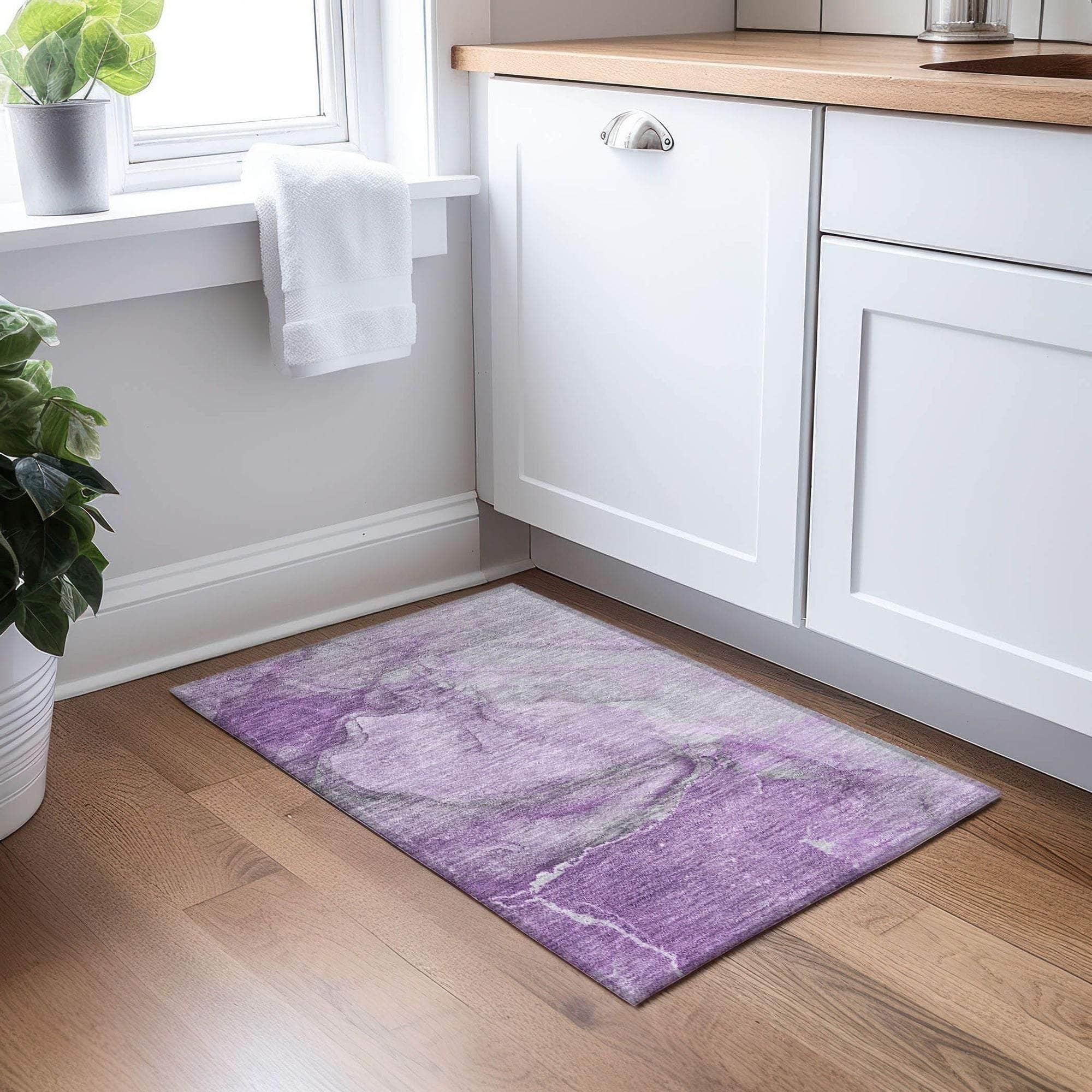 Machine Made ACN524 Lilac Purple Rugs