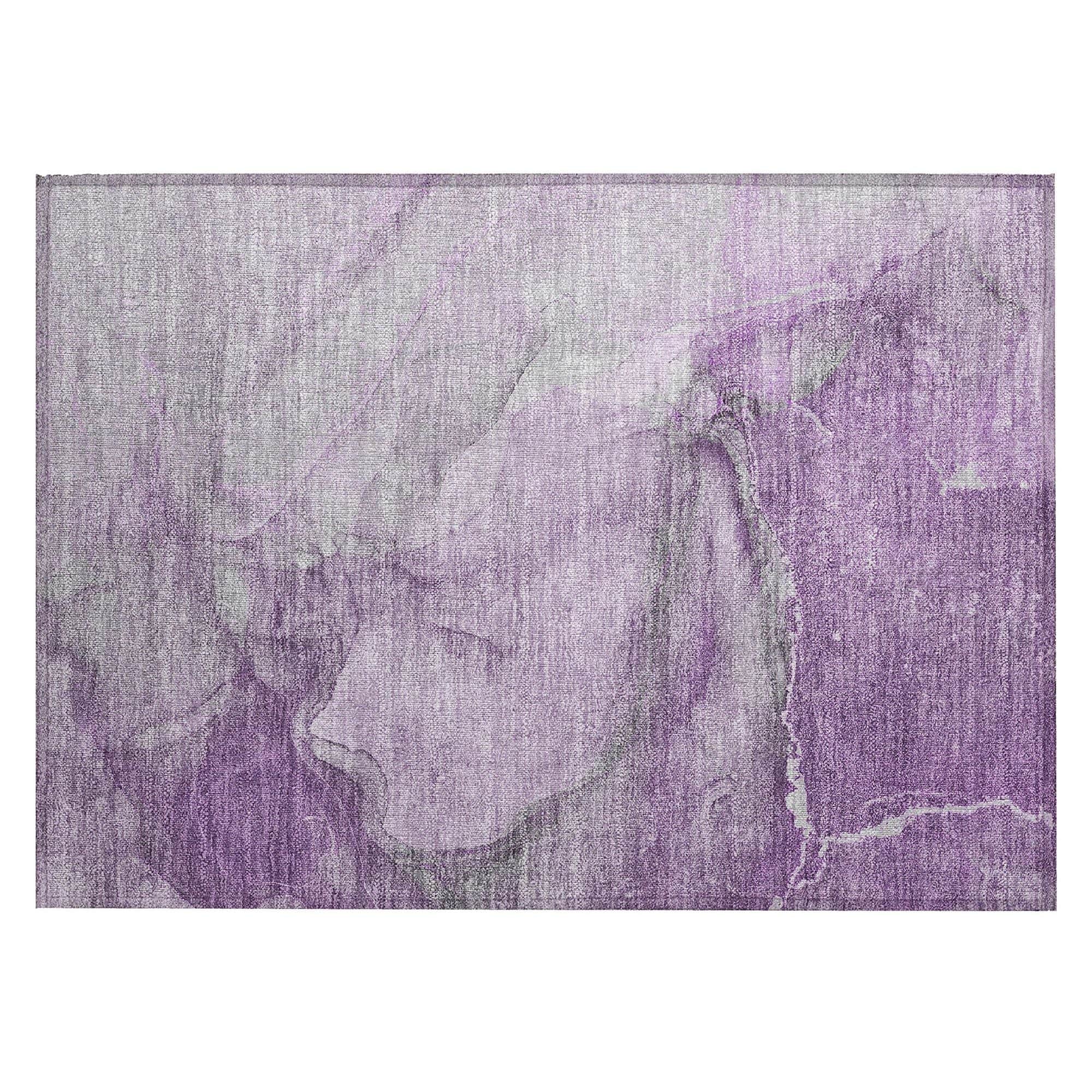 Machine Washable Lilac Purple Rug - Indoor / Outdoor - Kids / Pet Friendly Watercolors Print Rug