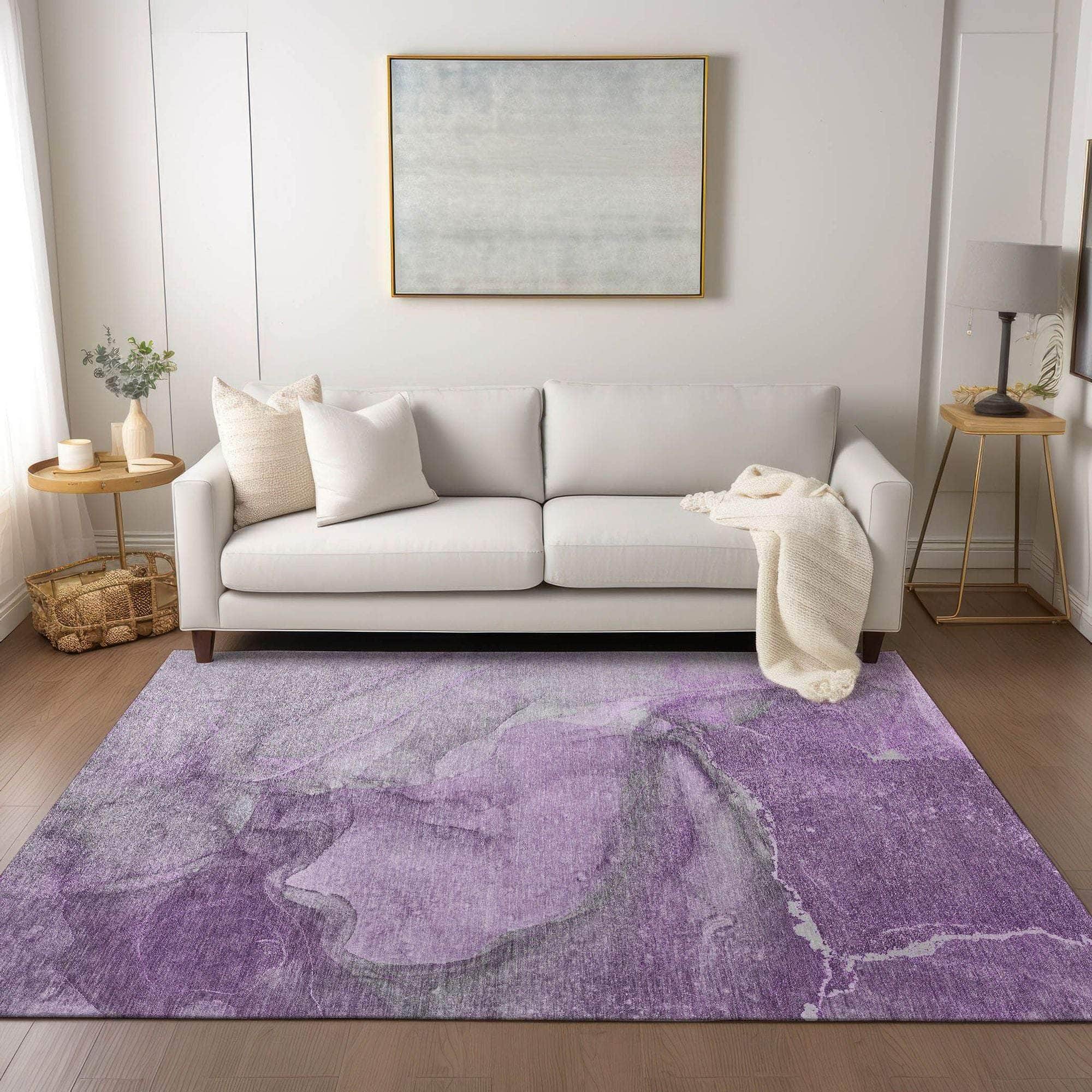 Machine Made ACN524 Lilac Purple Rugs